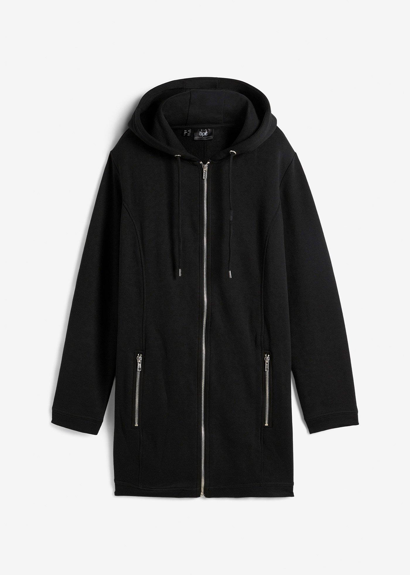 Long-Sweatjacke mit Reißverschlusstaschen