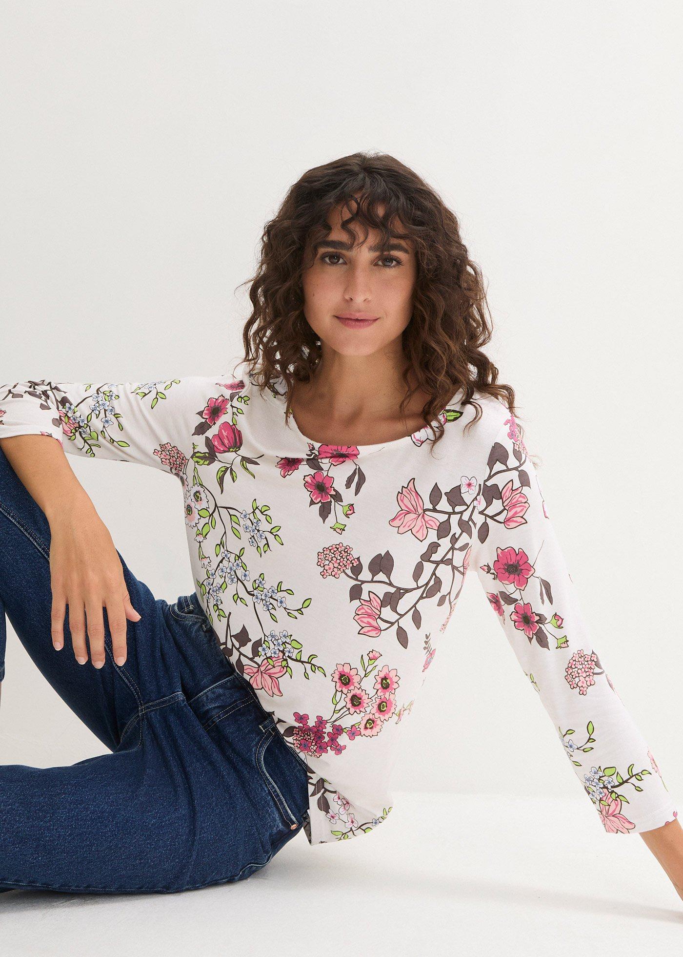 Shirt w kwiaty - Bonprix