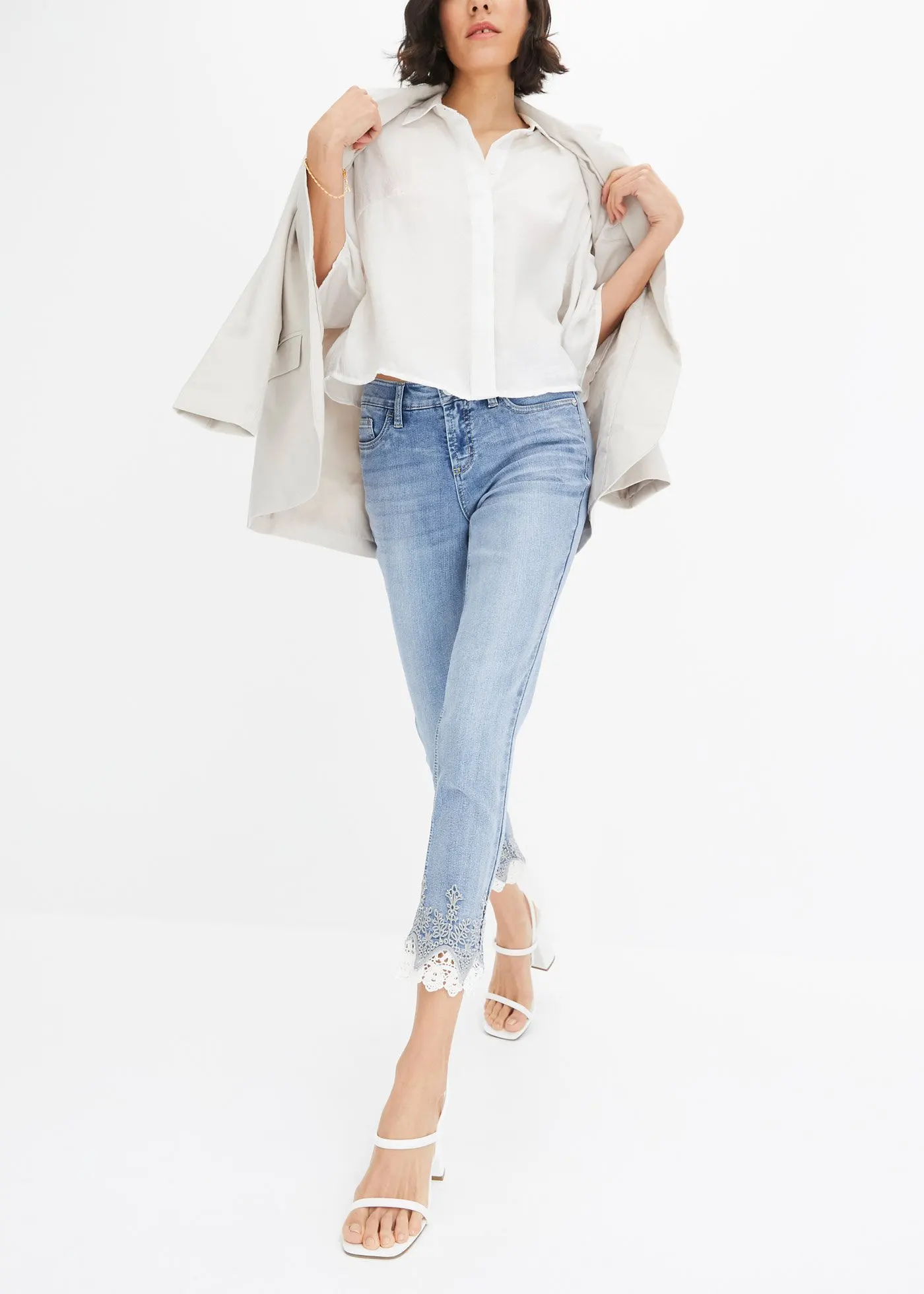 Джинсы-скинни Bonprix mit Spitze