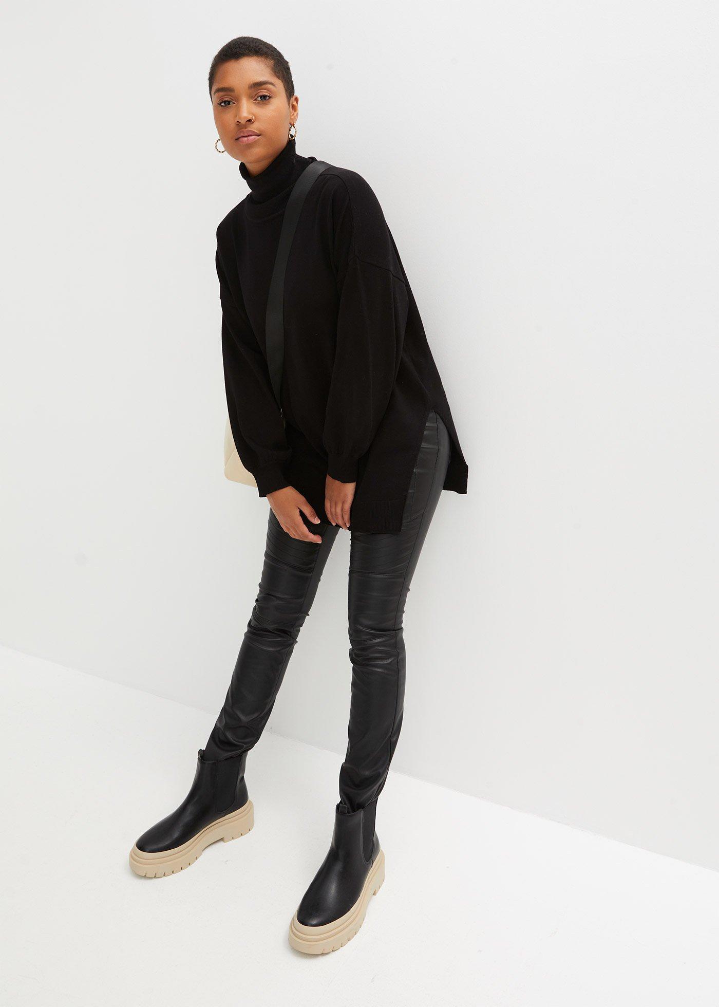 Sweter z golfem z mieszanki wiskozy - Bonprix