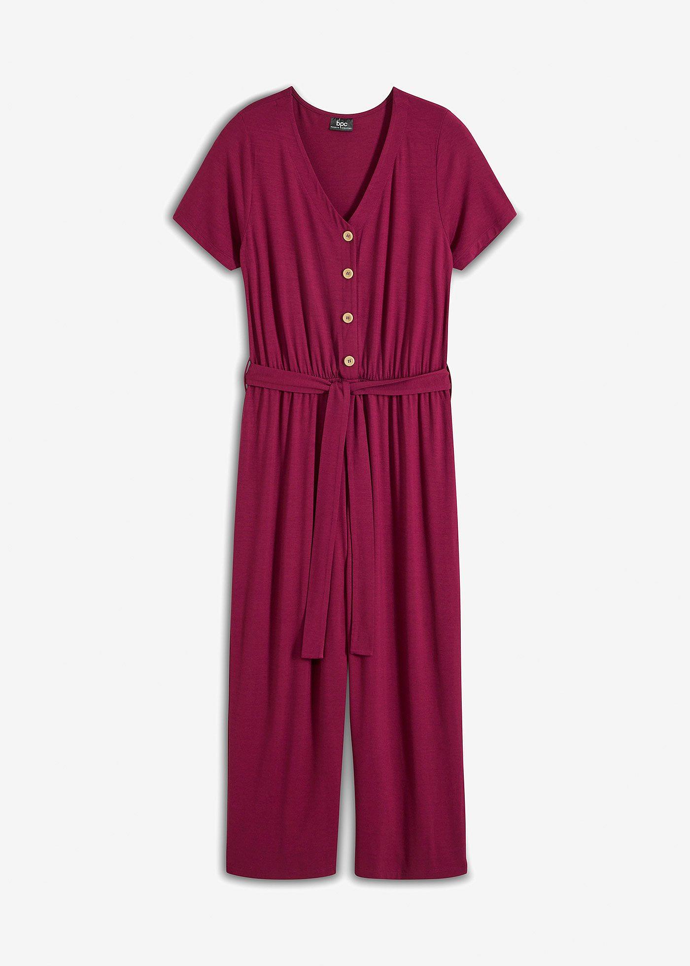 Jersey-Jumpsuit mit V-Ausschnitt, kurzarm günstig online kaufen