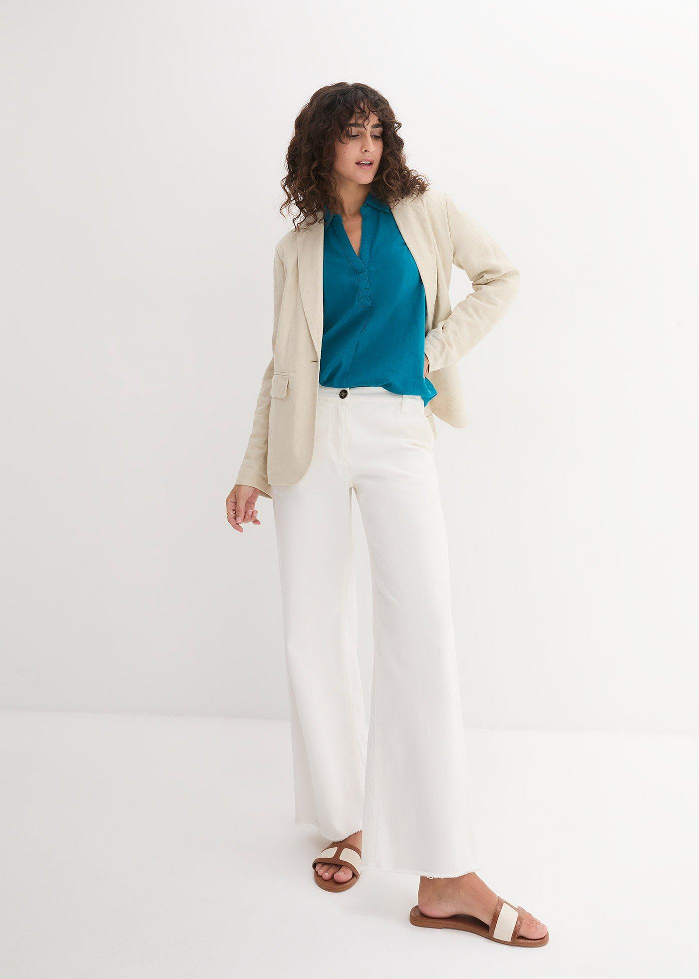 Bluzka lniana, rękawy 3/4 - Bonprix