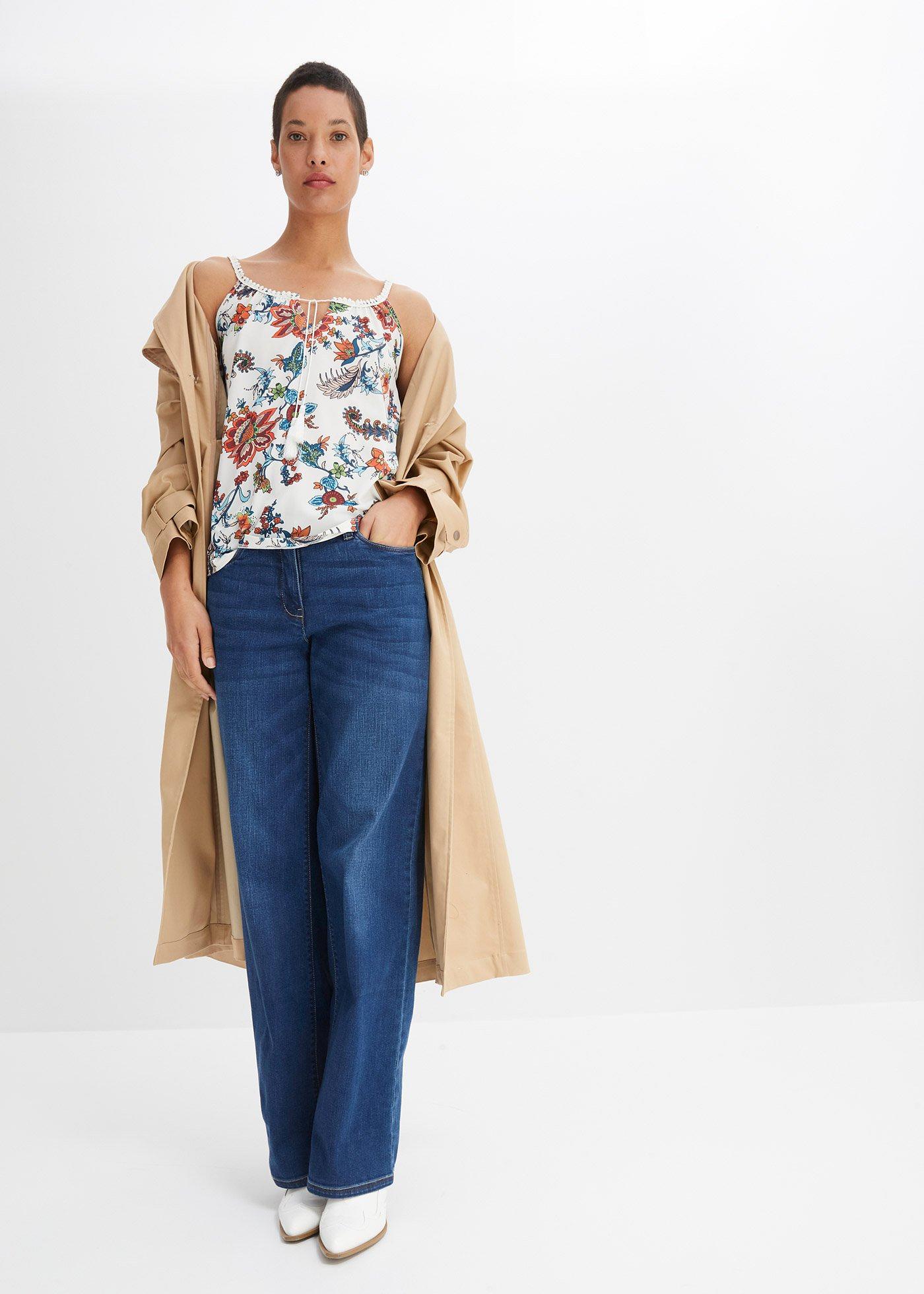 Top shirtowy w kwiaty - Bonprix