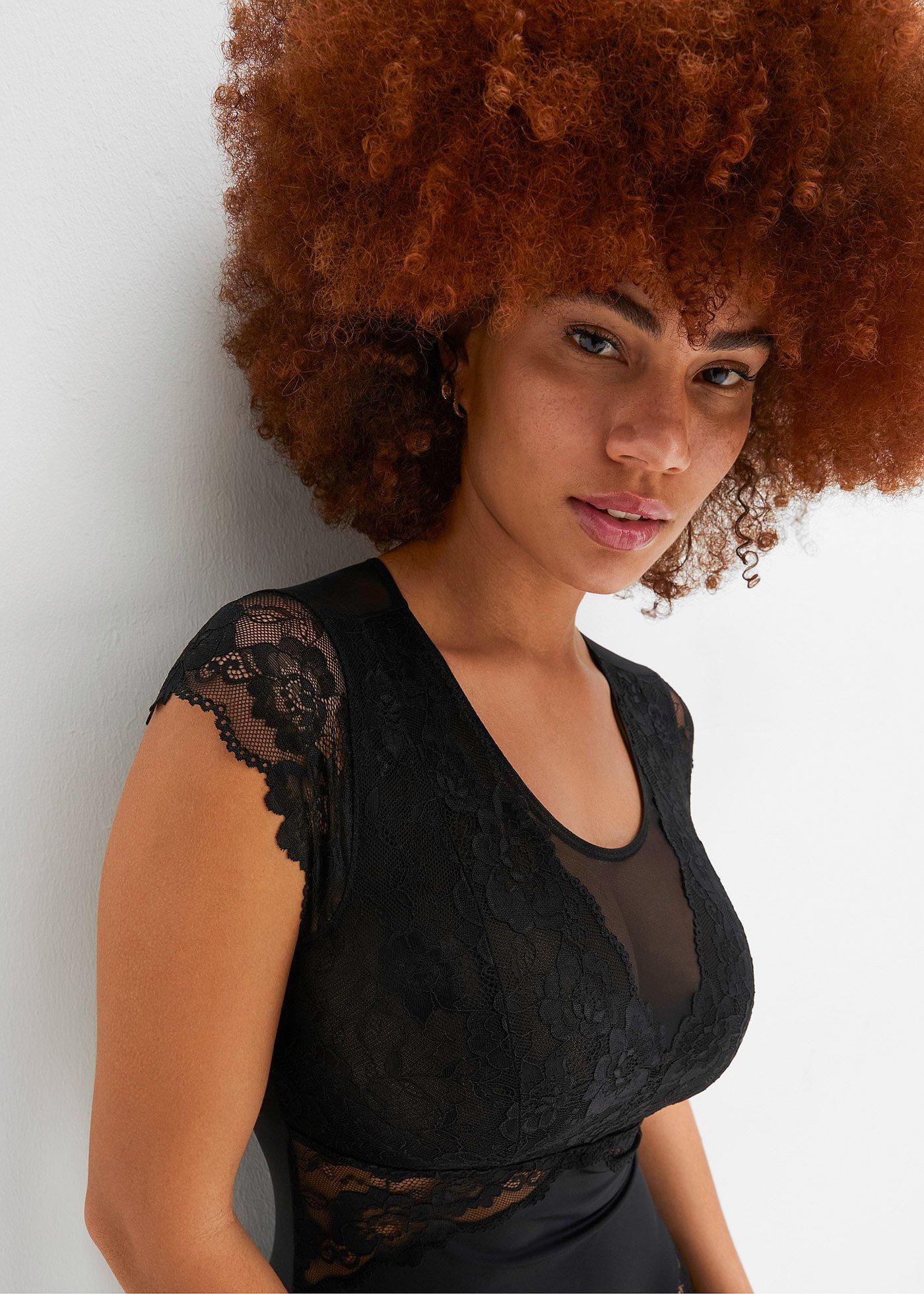 Body bez fiszbinów z delikatną koronką - Bonprix