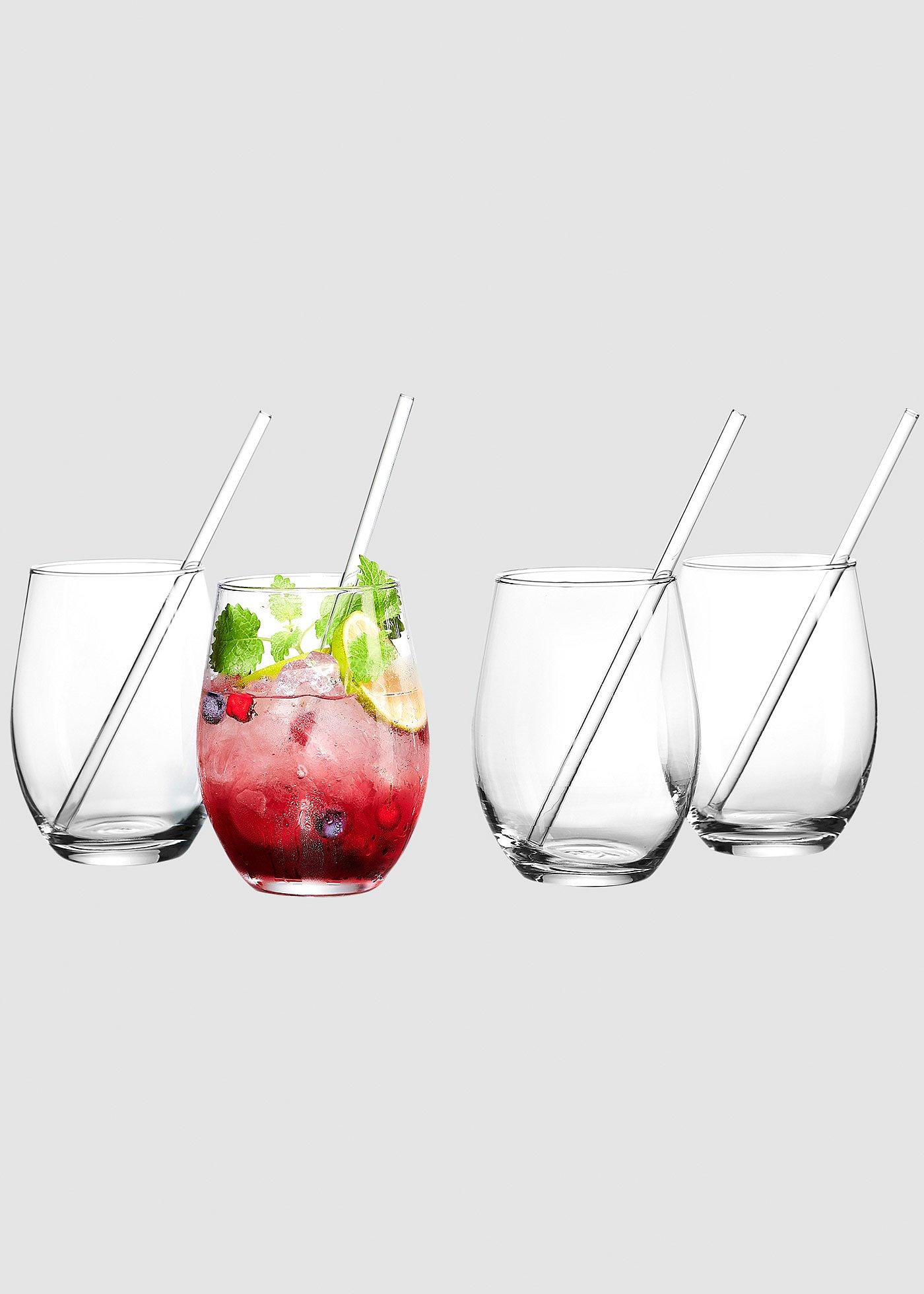 Glas-Set mit Trinkhalmen (8-tlg. Set)