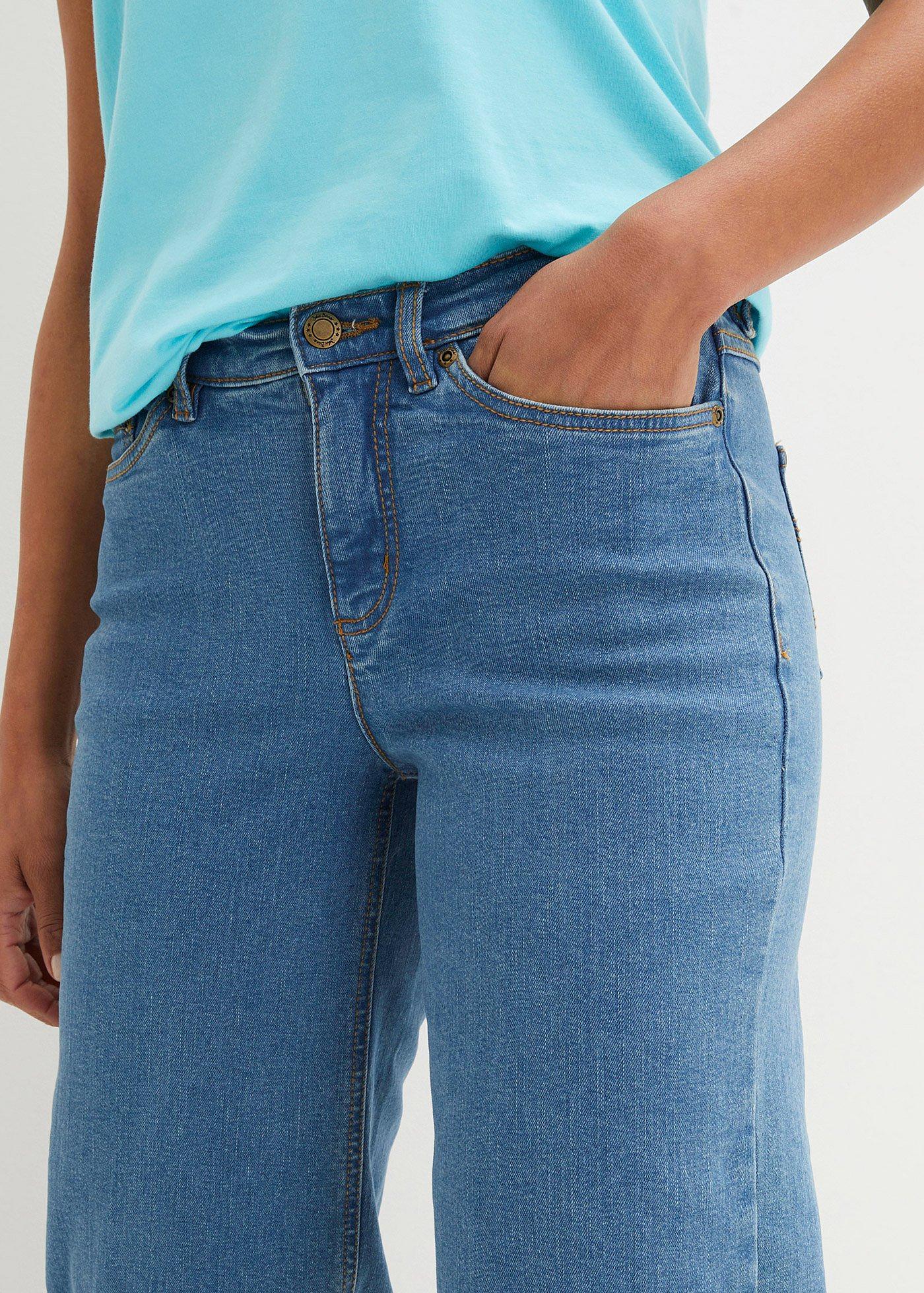 Dżinsy Wide Leg, mid waist, cropped - Bonprix