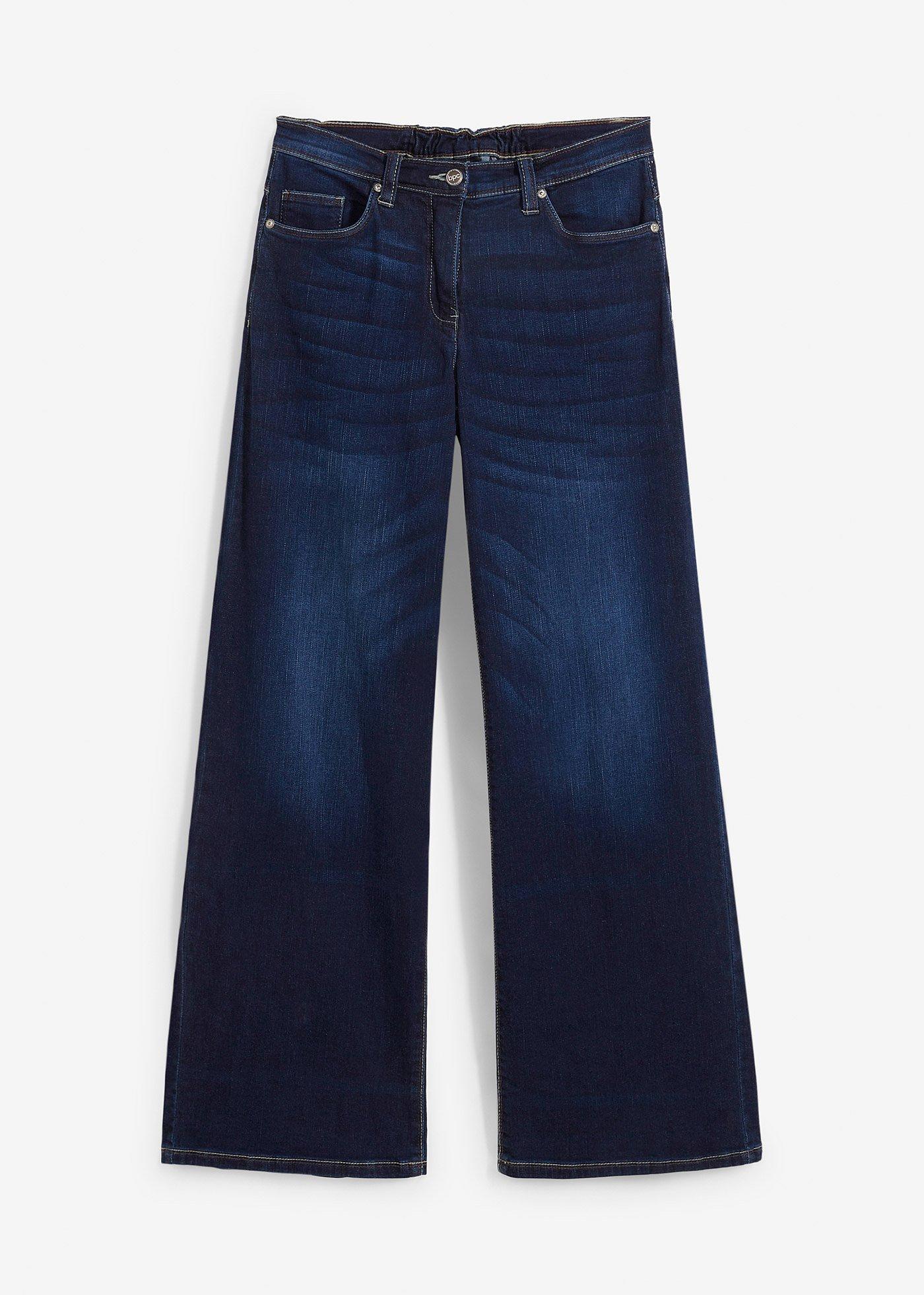Jean large à taille mi-haute élastiquée