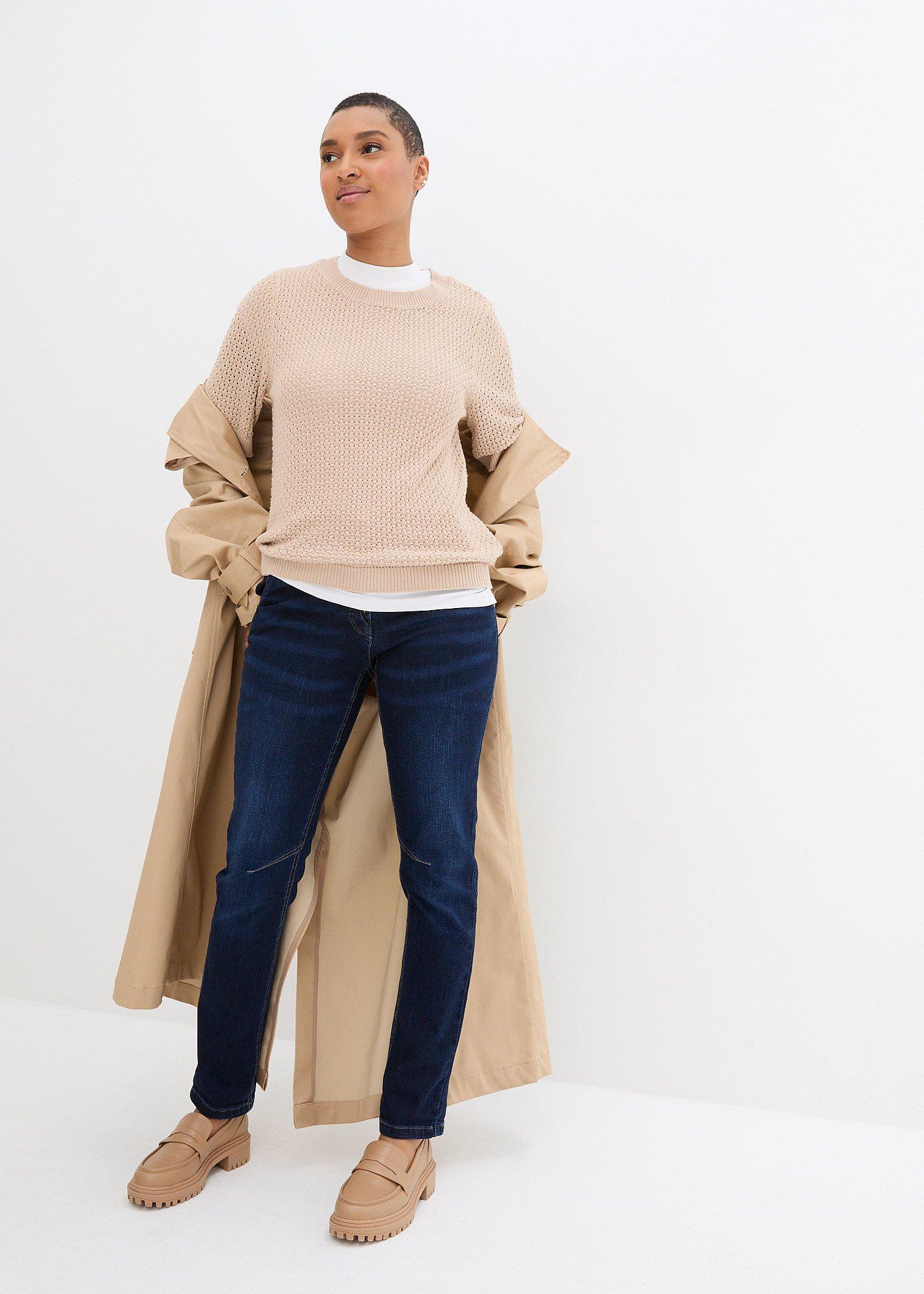 Dżinsy o kroju boyfriend, mid waist, z wygodnym paskiem - Bonprix