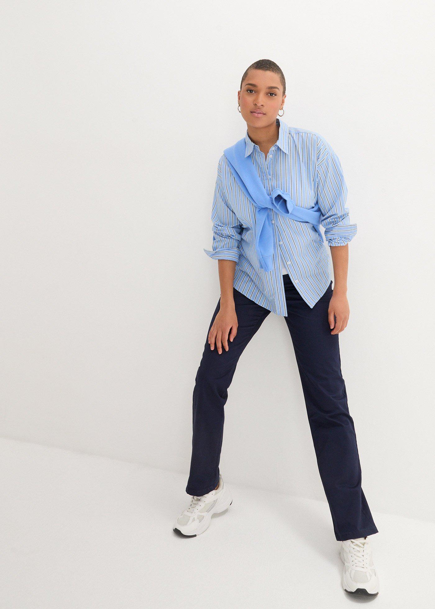 Spodnie twillowe z elastycznego materiału z bawełną - Bonprix