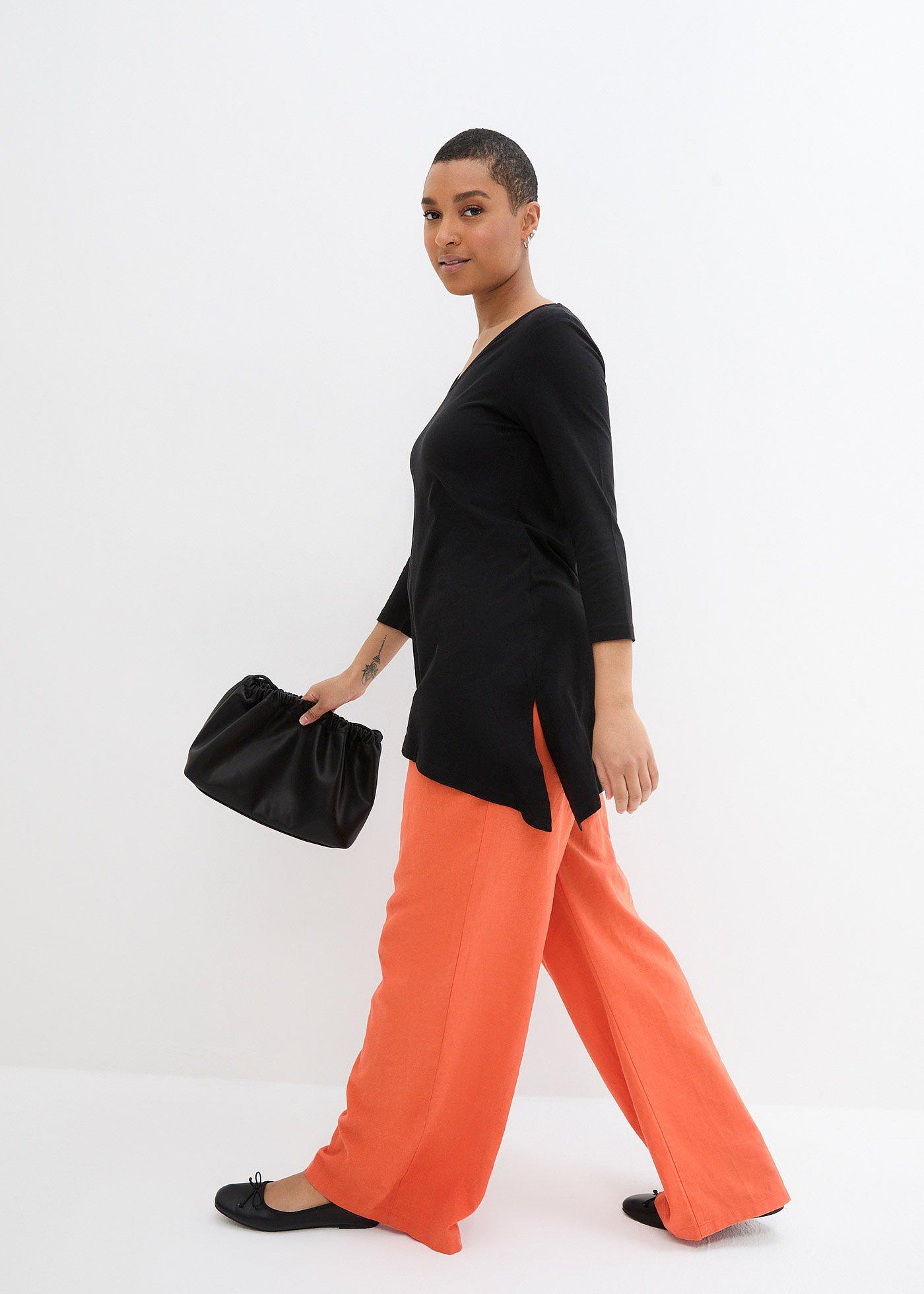 Długi T-shirt z mieszanki bawełny z wiskozą - Bonprix