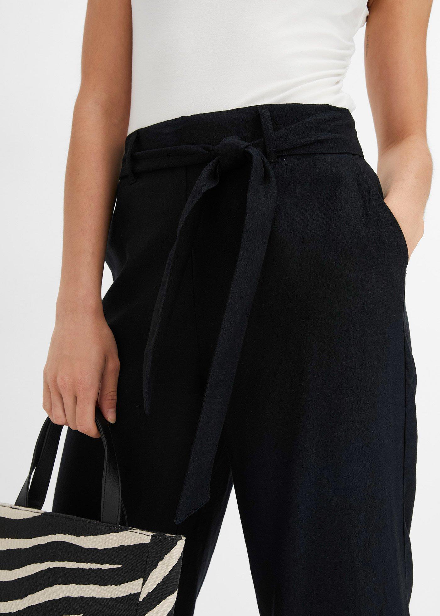 Spodnie culotte z przewiewnego materiału z domieszką lnu - Bonprix