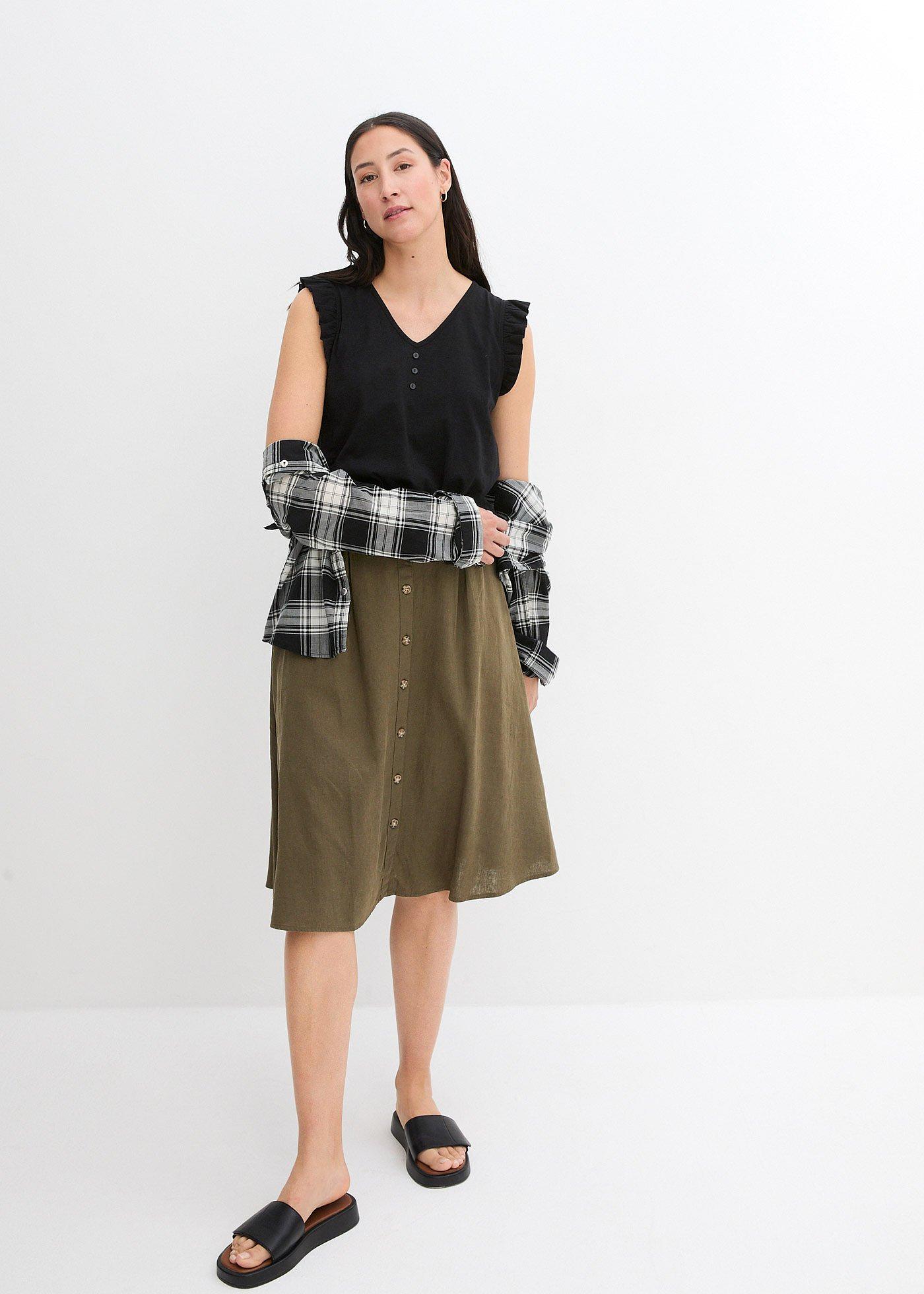 Bluzka koszulowa w kratę z czystej bawełny - Bonprix