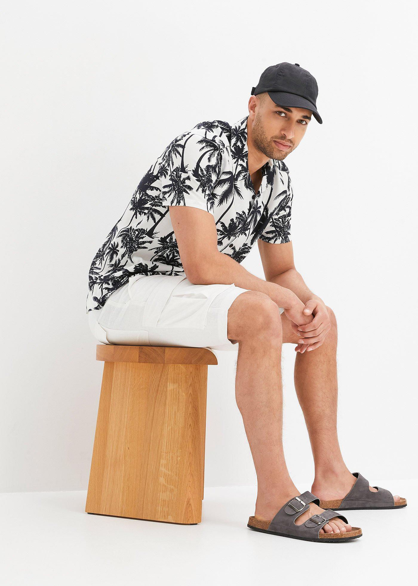 Koszula z krótkim rękawem, z wiskozy, slim fit - Bonprix