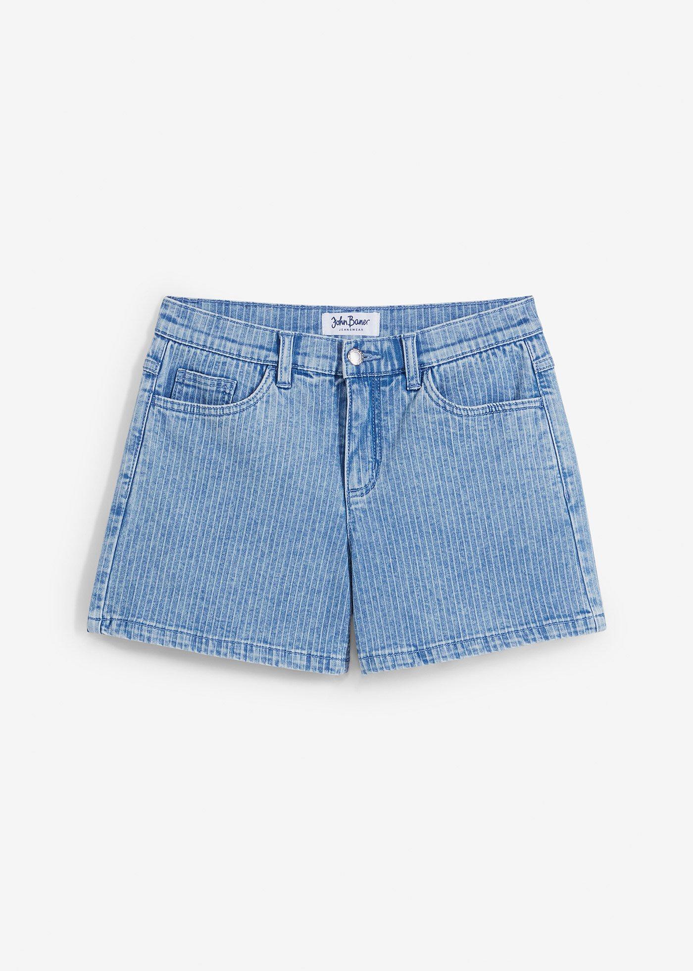 Jeansshorts, Mid Waist, gestreift günstig online kaufen