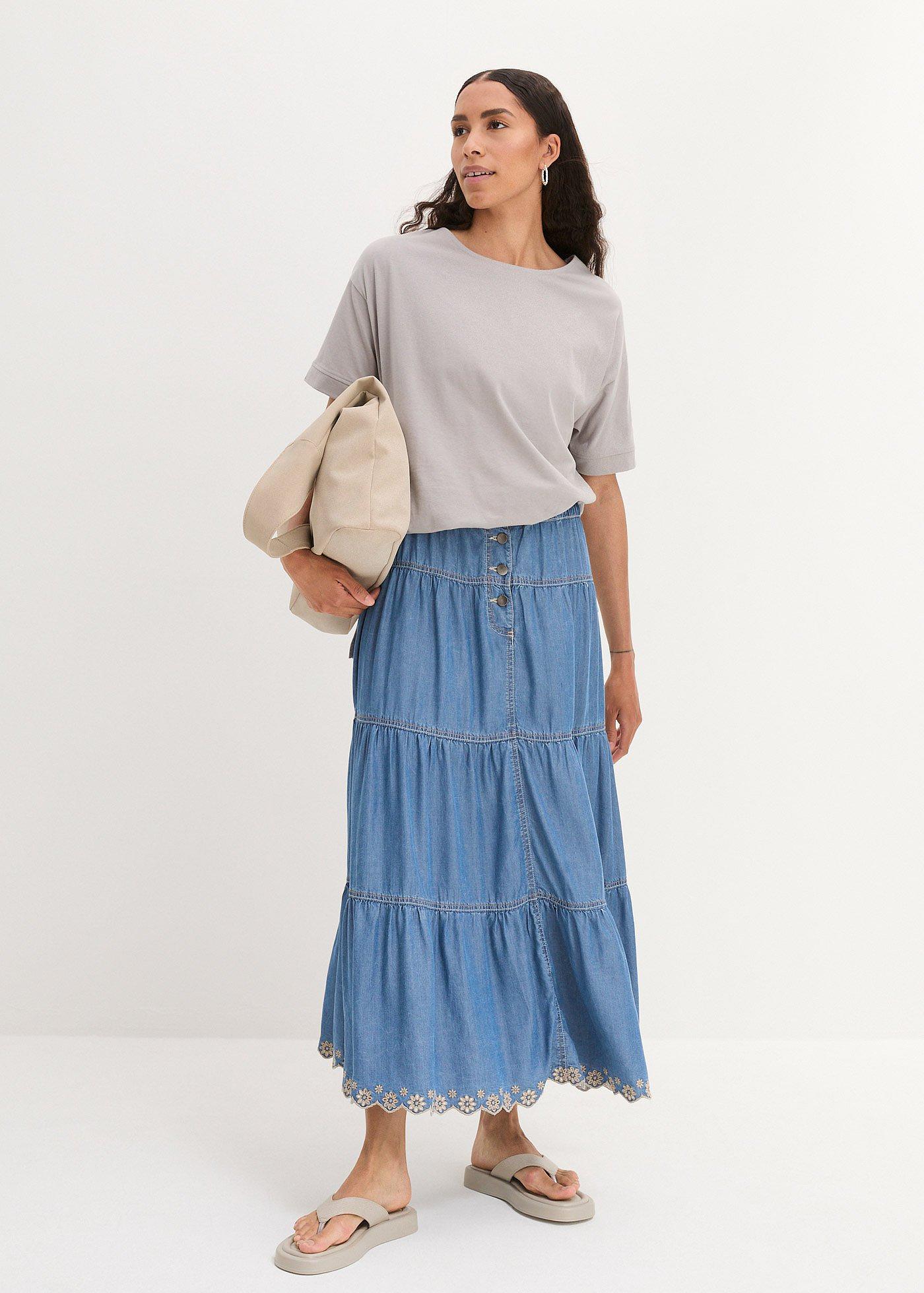 Shirt oversize z bawełny z rozcięciami po bokach - Bonprix