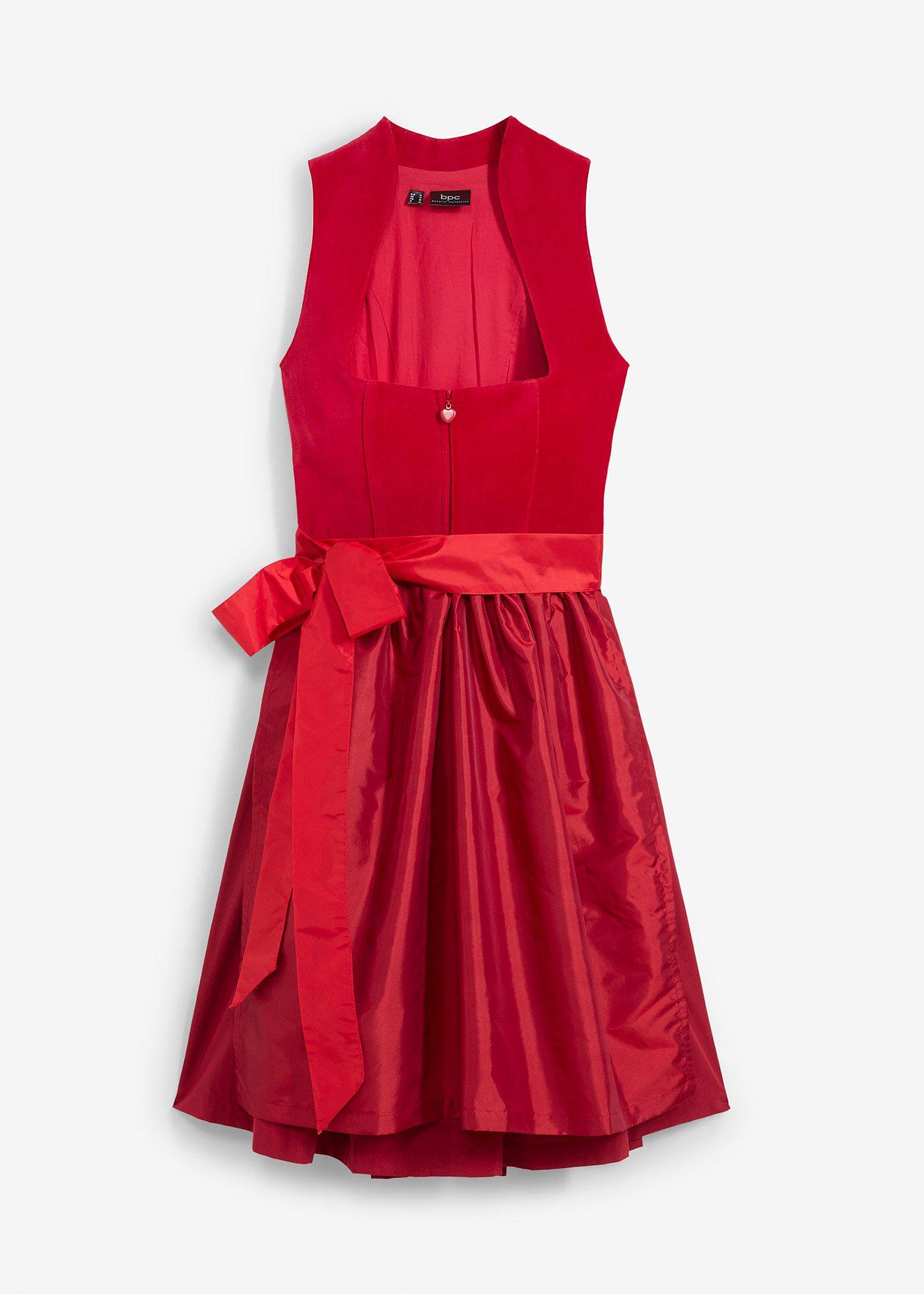 Rochie dirndl cu catifea și șorț din satin (set/2 piese)