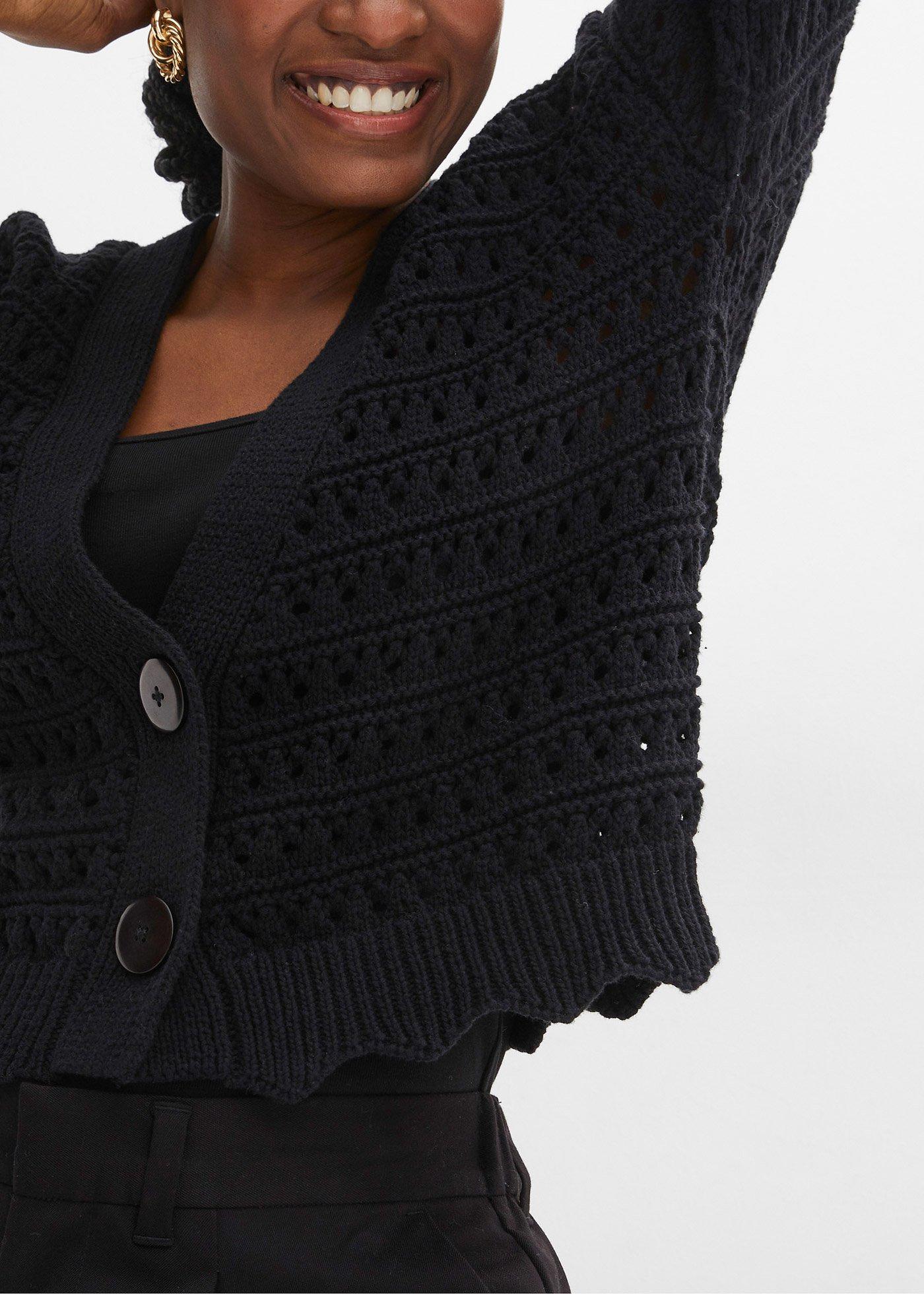 Kardigan w ażurowy wzór z czystej bawełny - Bonprix