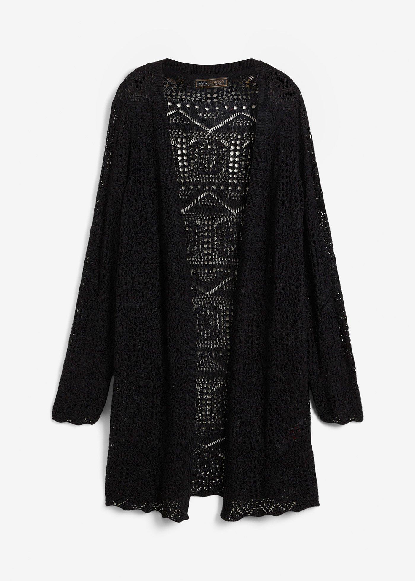 Gilet long en maille ajourée