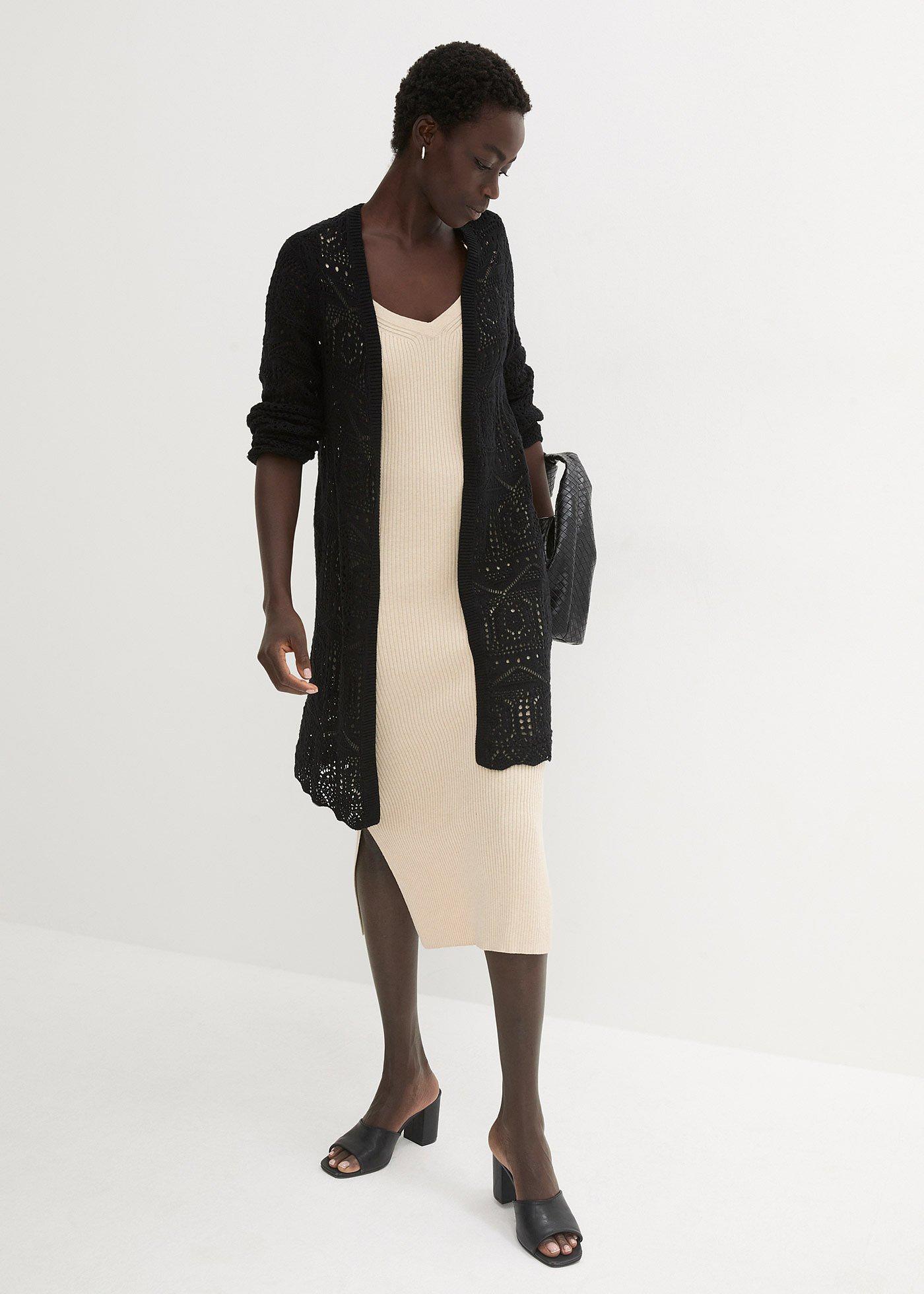 Sweter bez zapięcia ażurowy - Bonprix