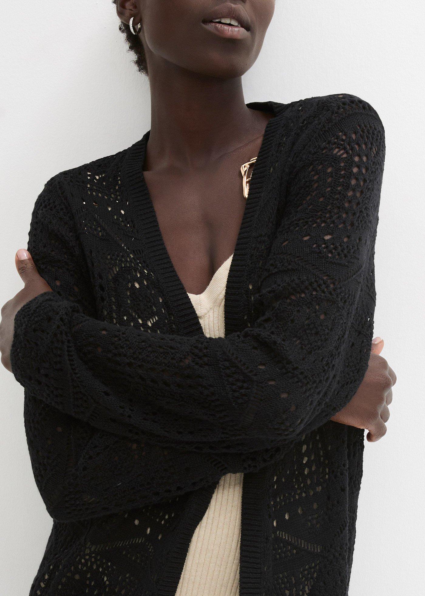 Sweter bez zapięcia ażurowy - Bonprix