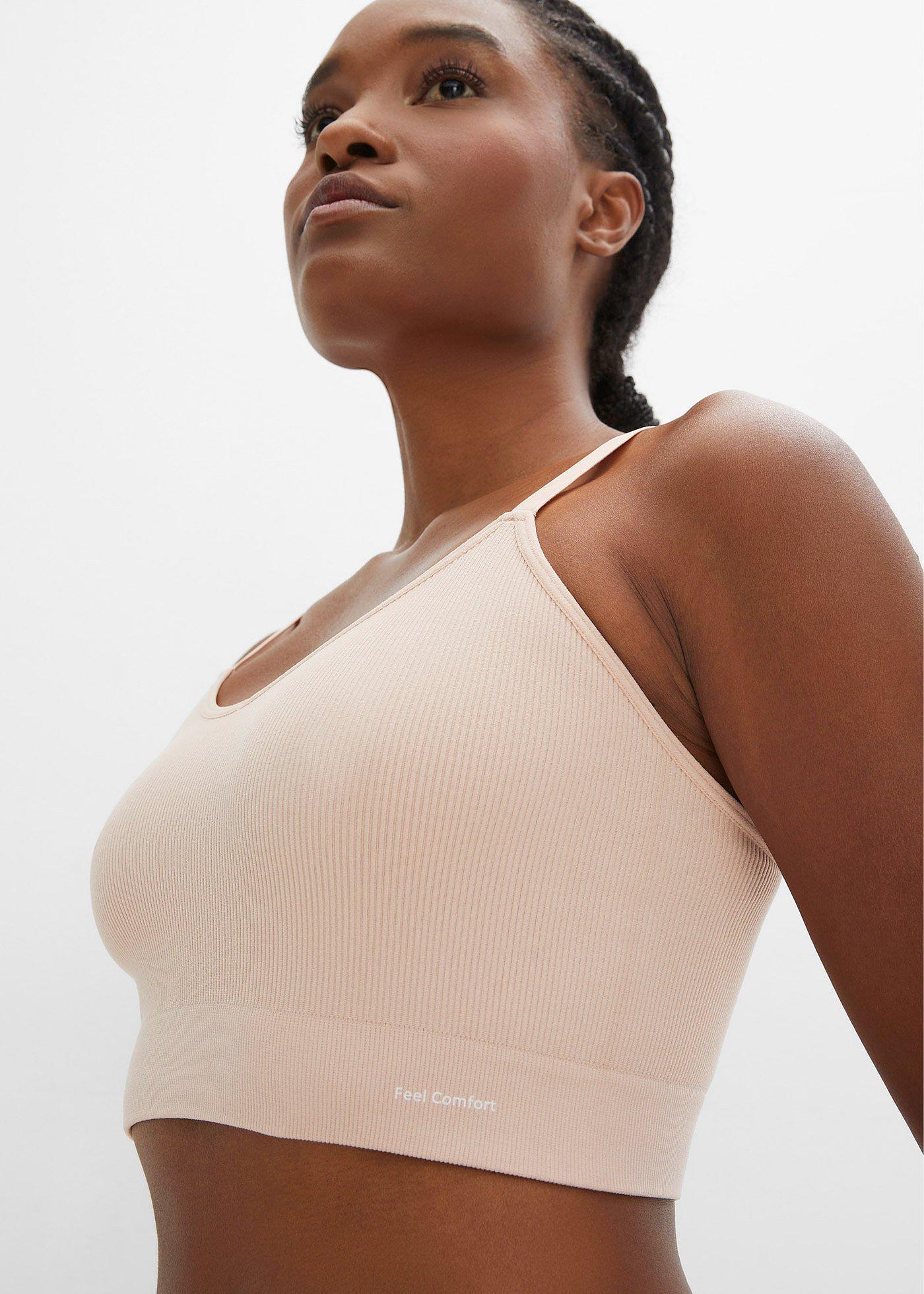 Biustonosz bustier bezszwowy Feel Comfort w prążek - Bonprix