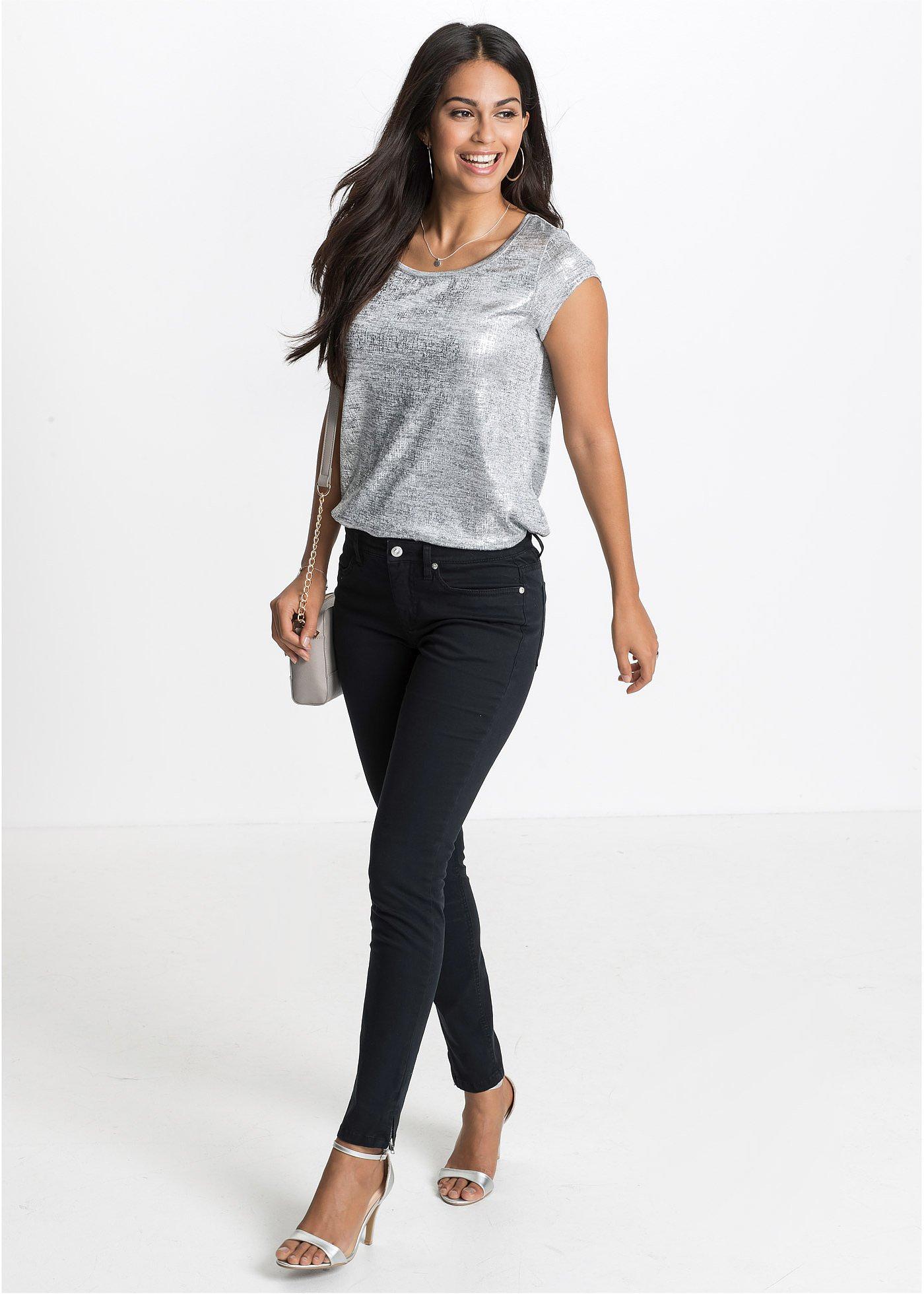 Dżinsy Skinny, mid waist, cropped - Bonprix