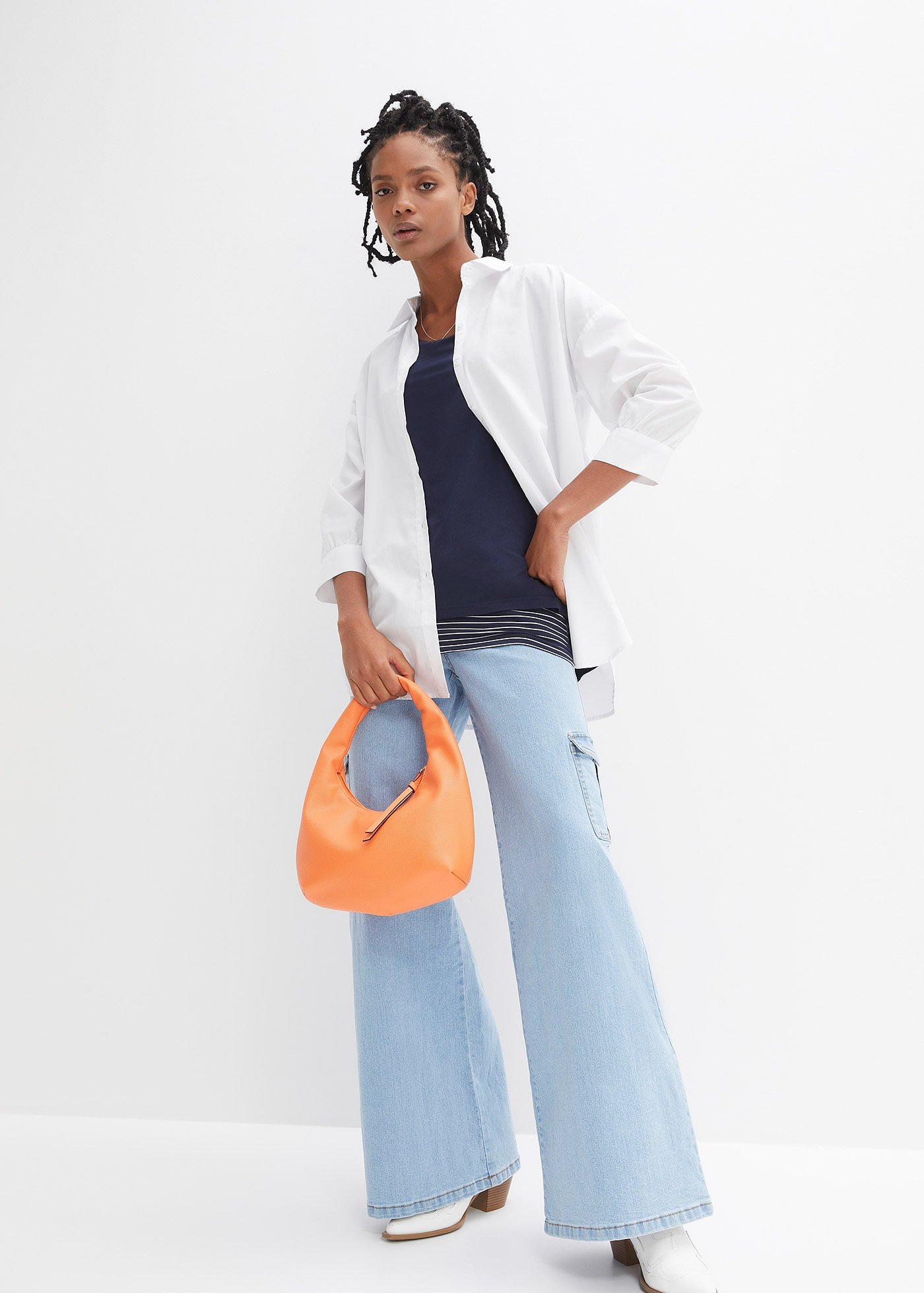 Długi T-shirt z miękkiej mieszanki wiskozy - Bonprix