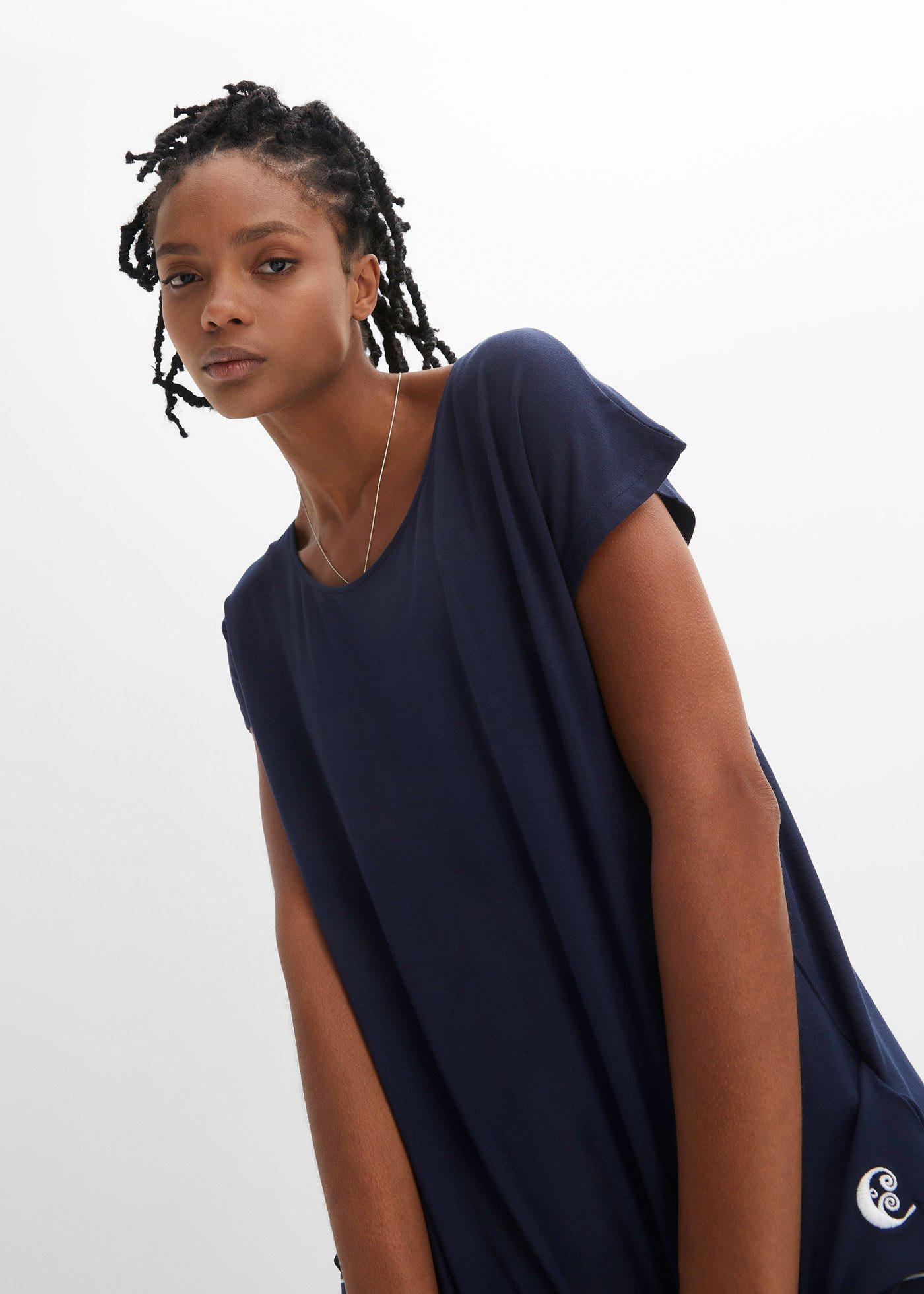 Długi T-shirt z miękkiej mieszanki wiskozy - Bonprix