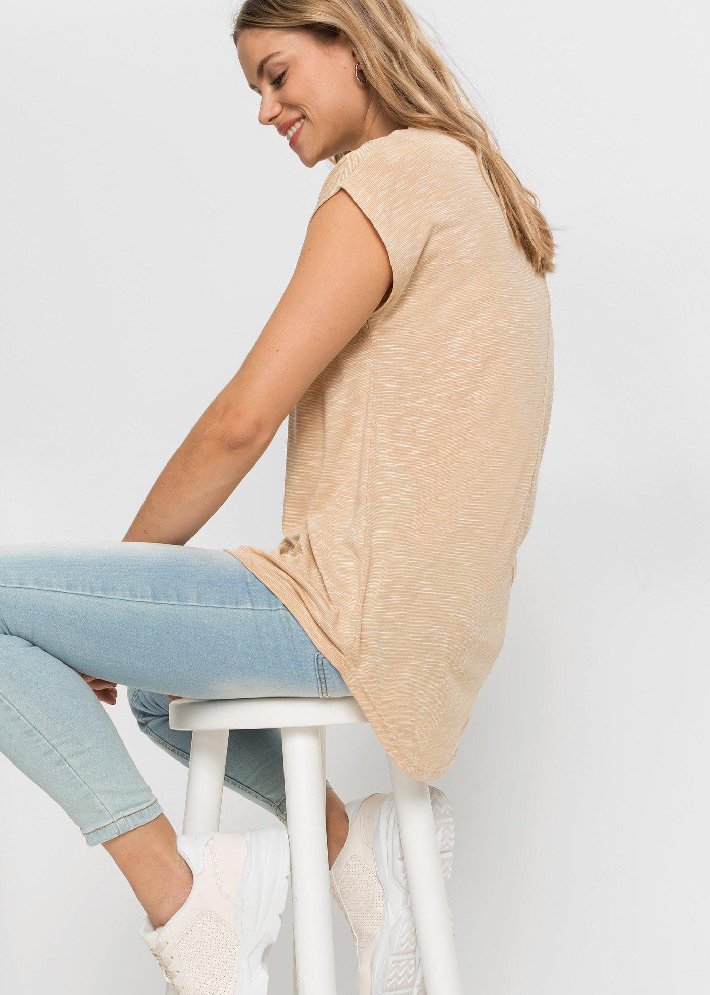 Długi T-shirt z mieszanki wiskozy - Bonprix