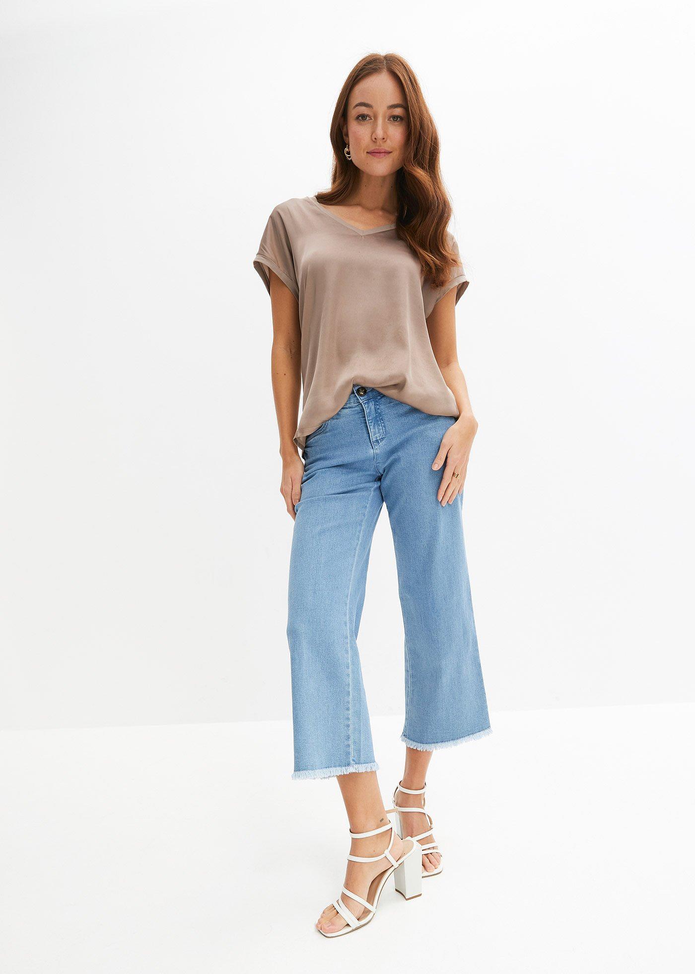 Koszulka z mieszanki satyny - Bonprix