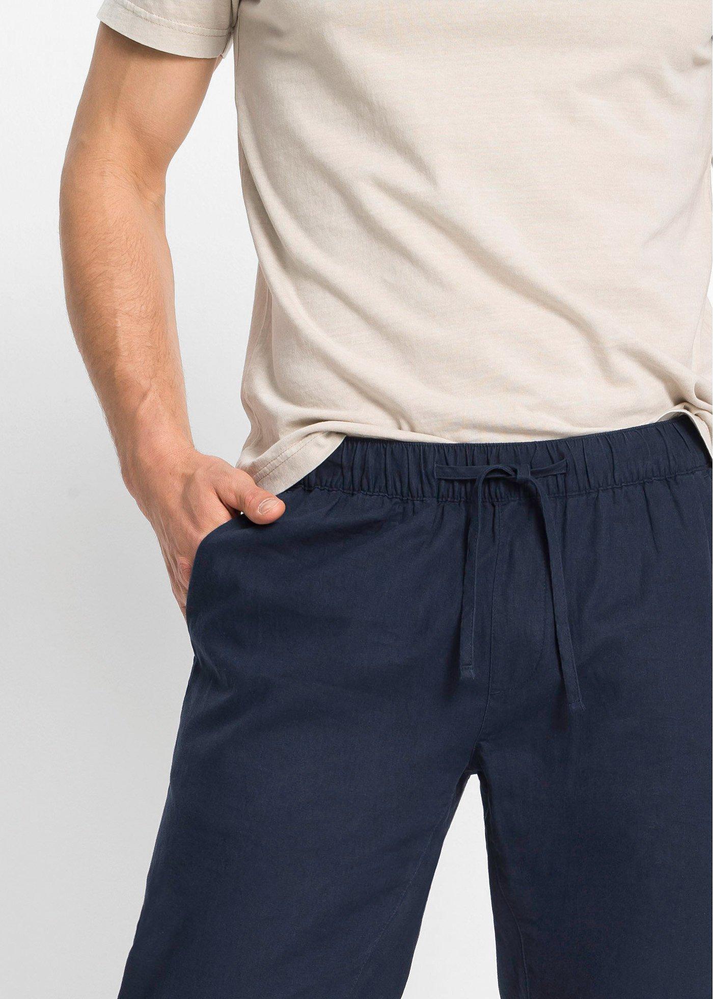 Spodnie  z gumką w talii, z materiału z lnem, Regular Fit Straight - Bonprix