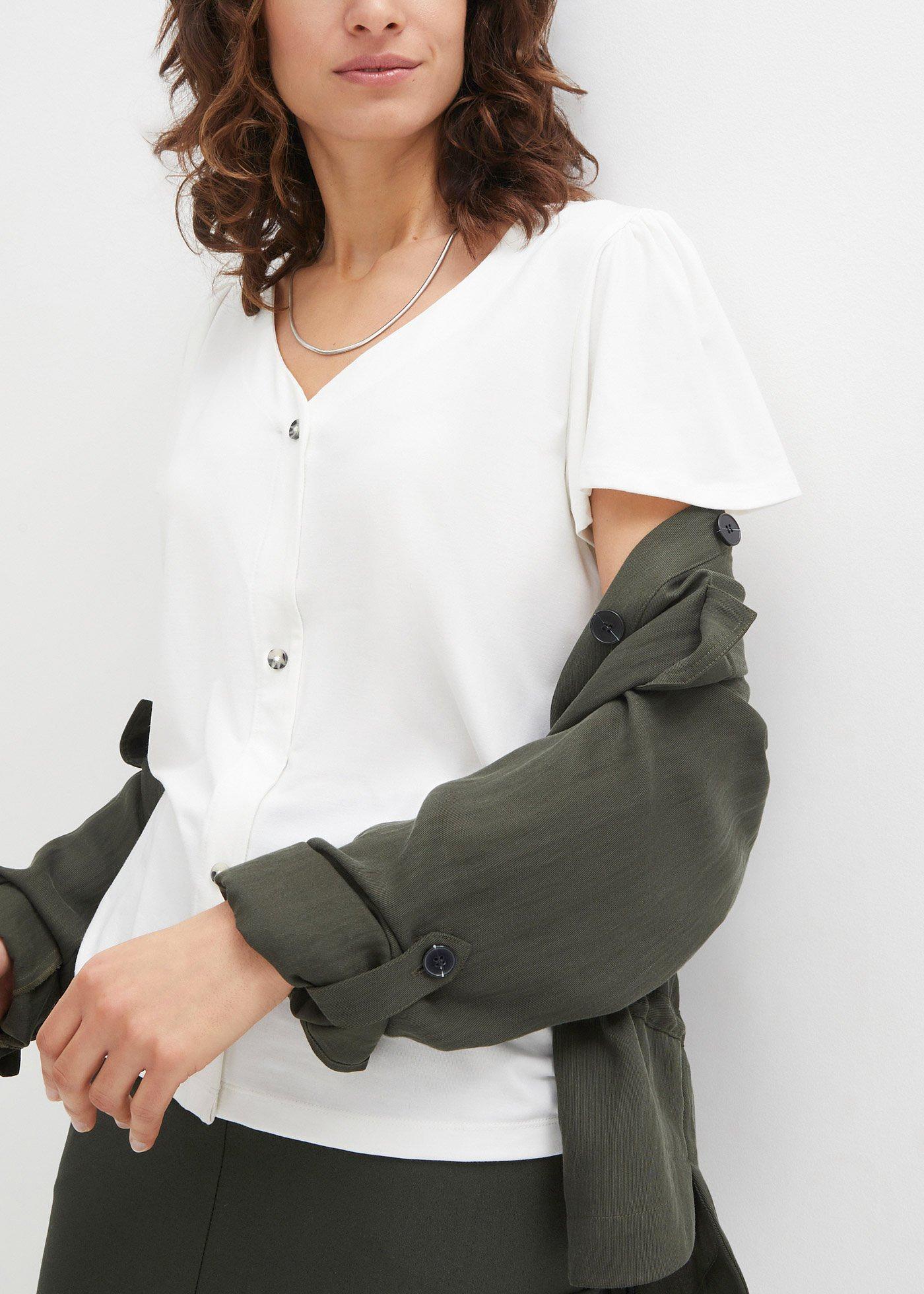 Shirt z plisą guzikową - Bonprix