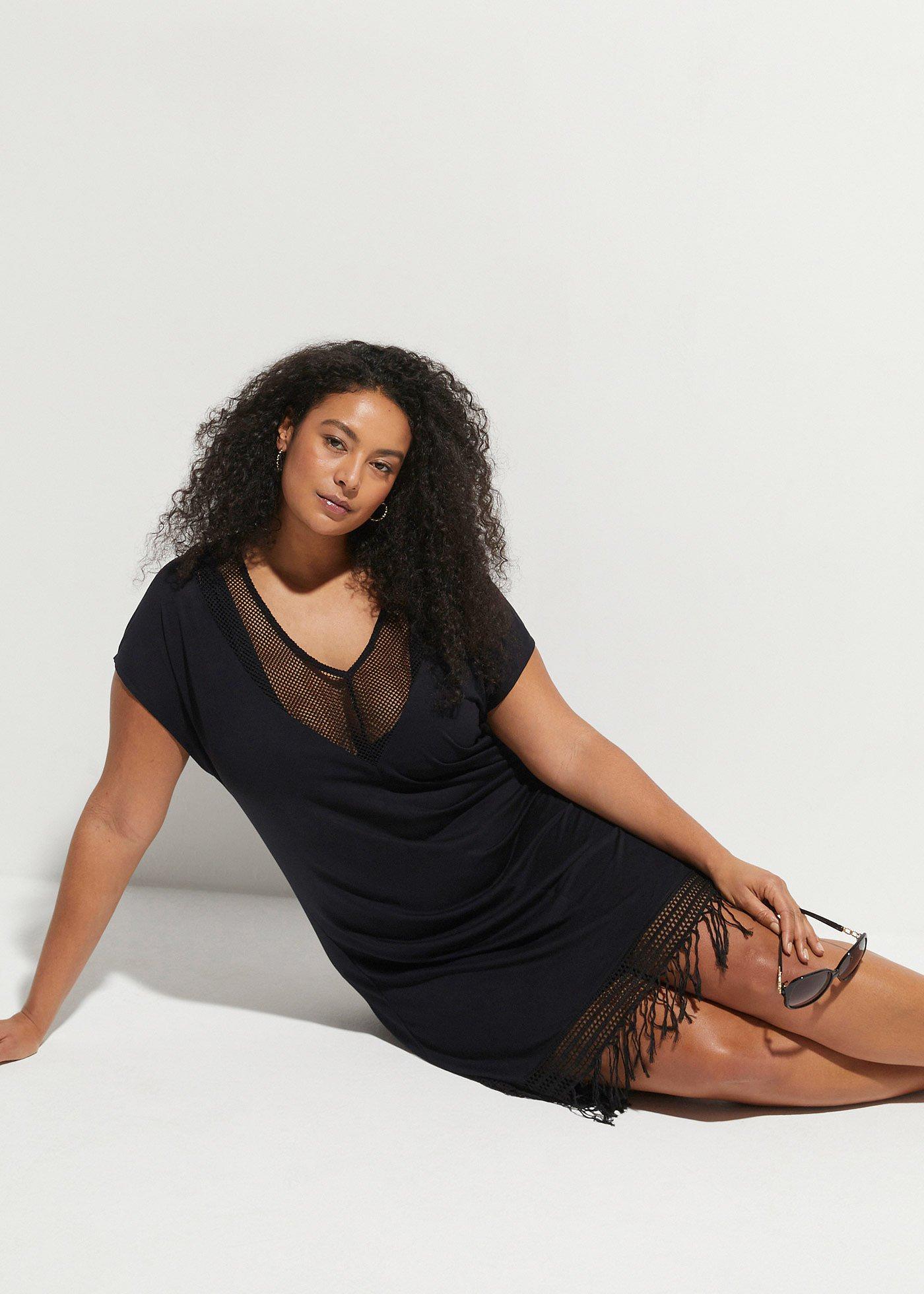 Prześwitująca sukienka plażowa z wiskozy - Bonprix