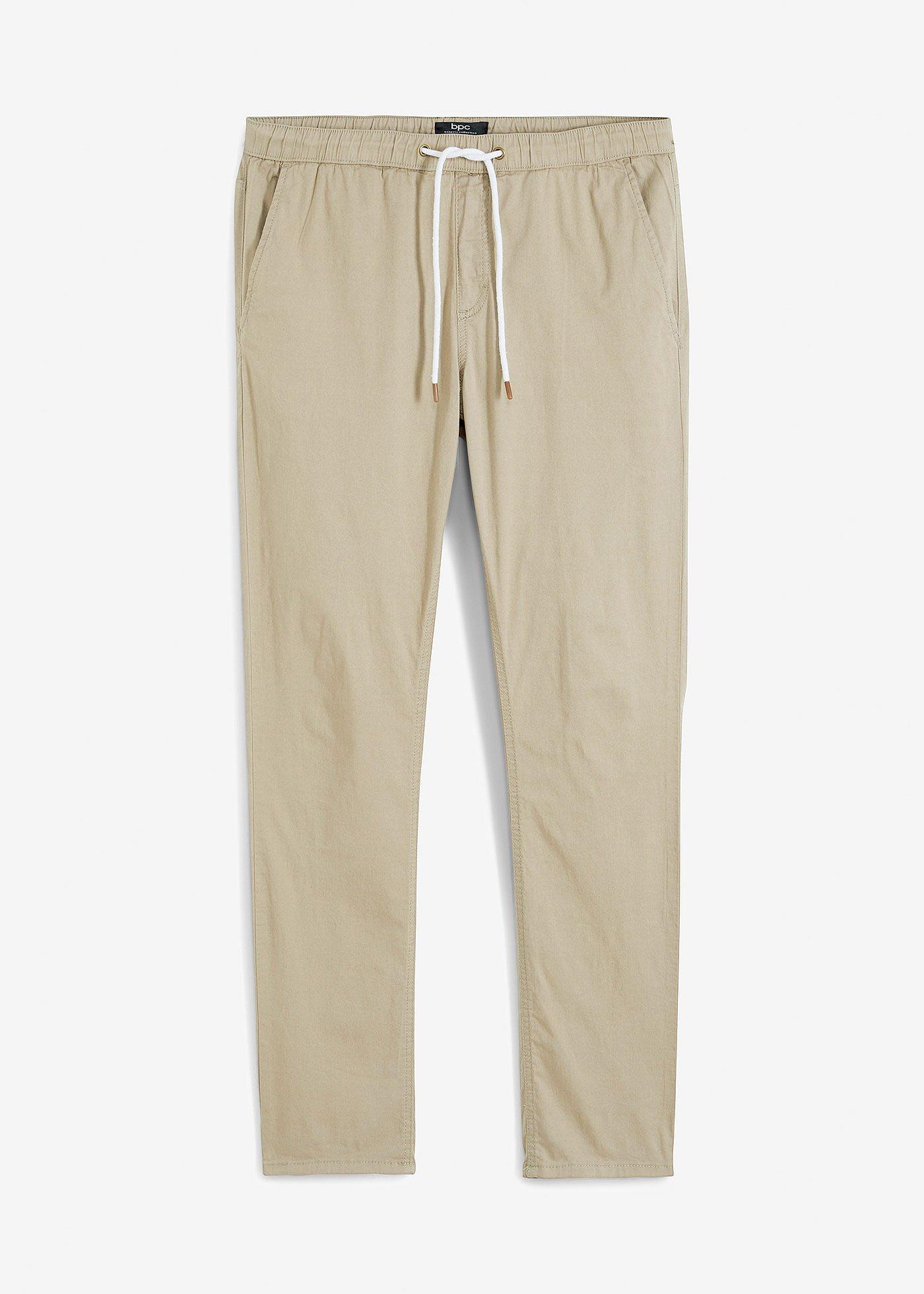 Pantalon droit taille élastiquée, slim