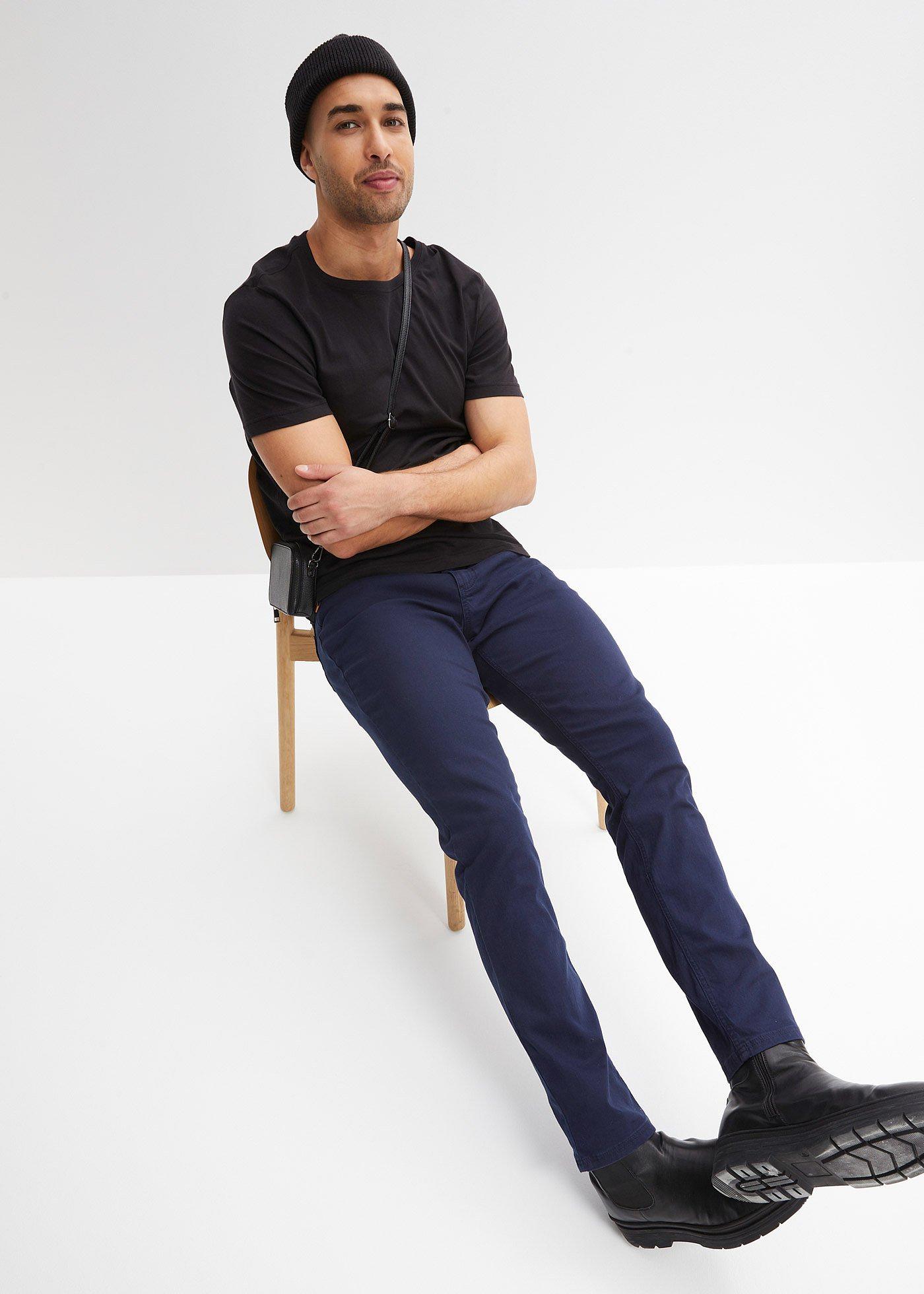 Spodnie ze stretchem Regular Fit Straight - Bonprix