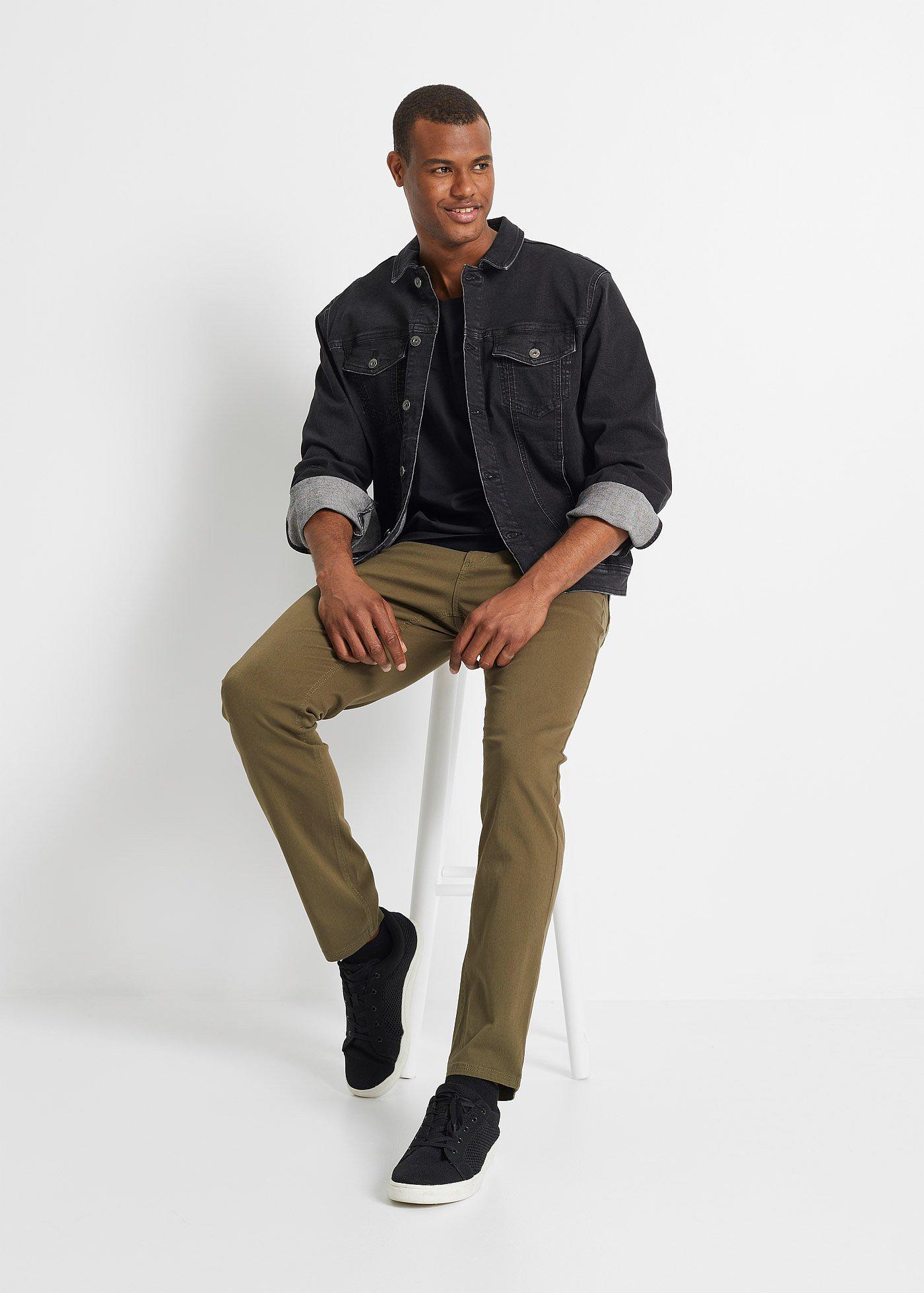 Spodnie ze stretchem Regular Fit Straight - Bonprix