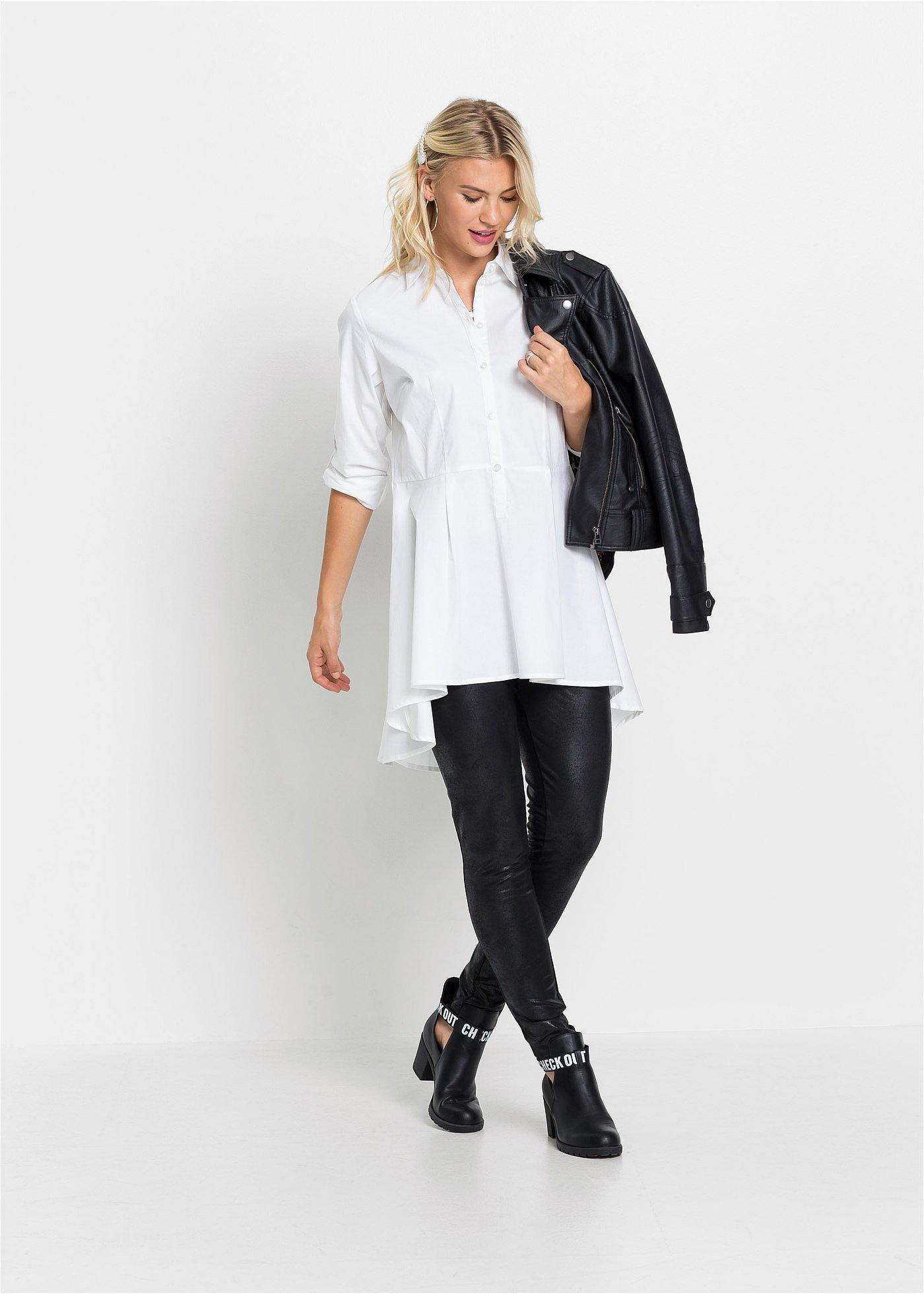 Długa bluzka z falbaną - Bonprix