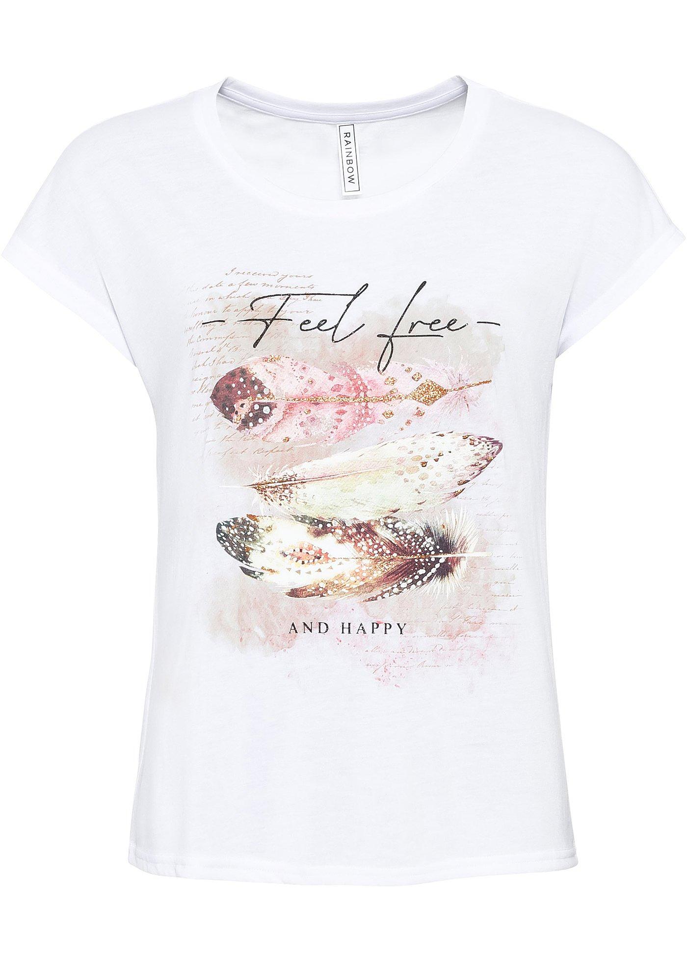 T-shirt à imprimé plume