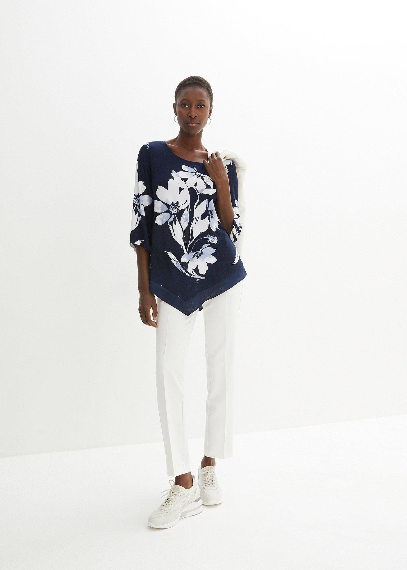 Tunika shirtowa w roślinny wzór - Bonprix