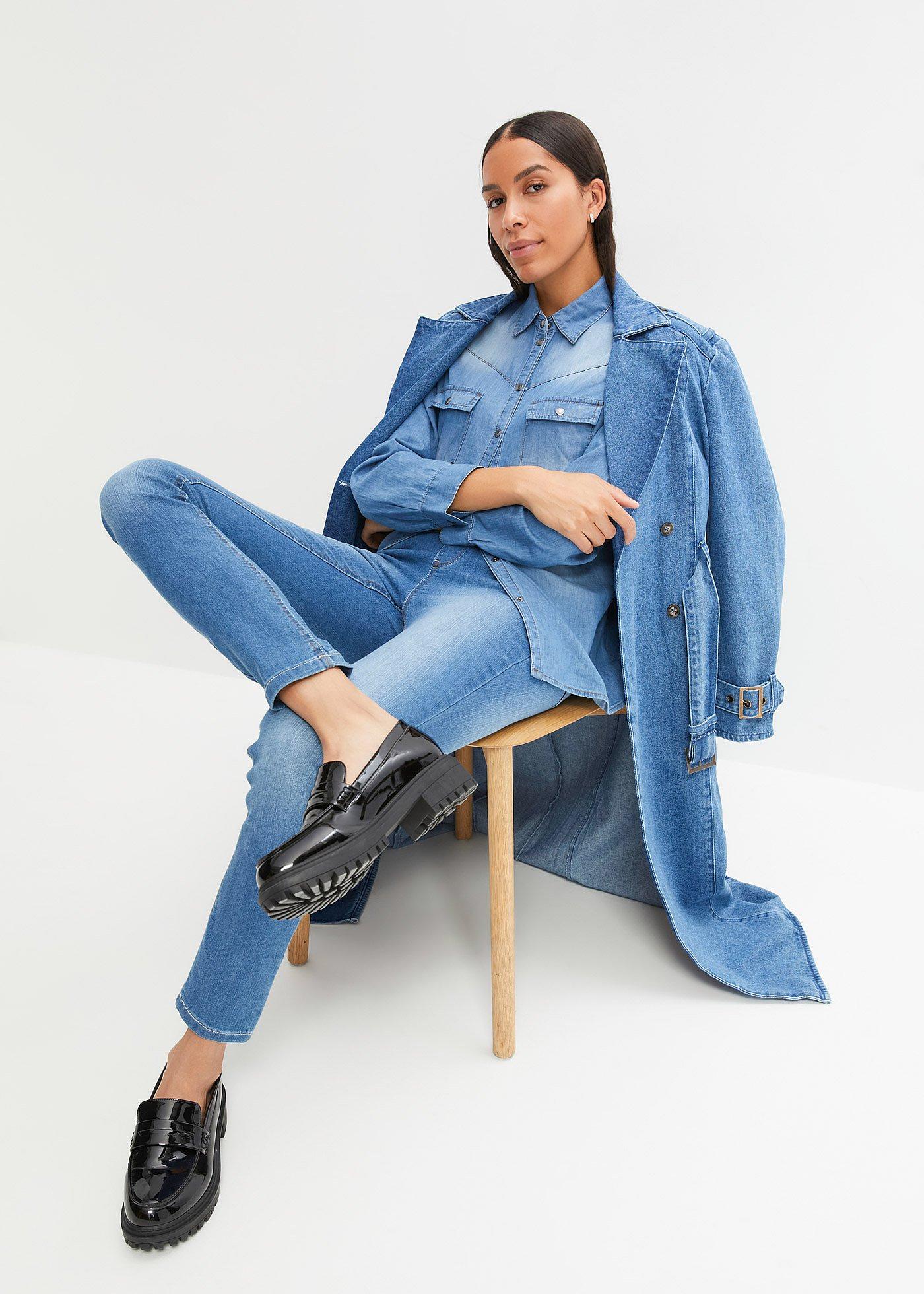 Dżinsy Skinny mid waist, z wygodnym paskiem - Bonprix