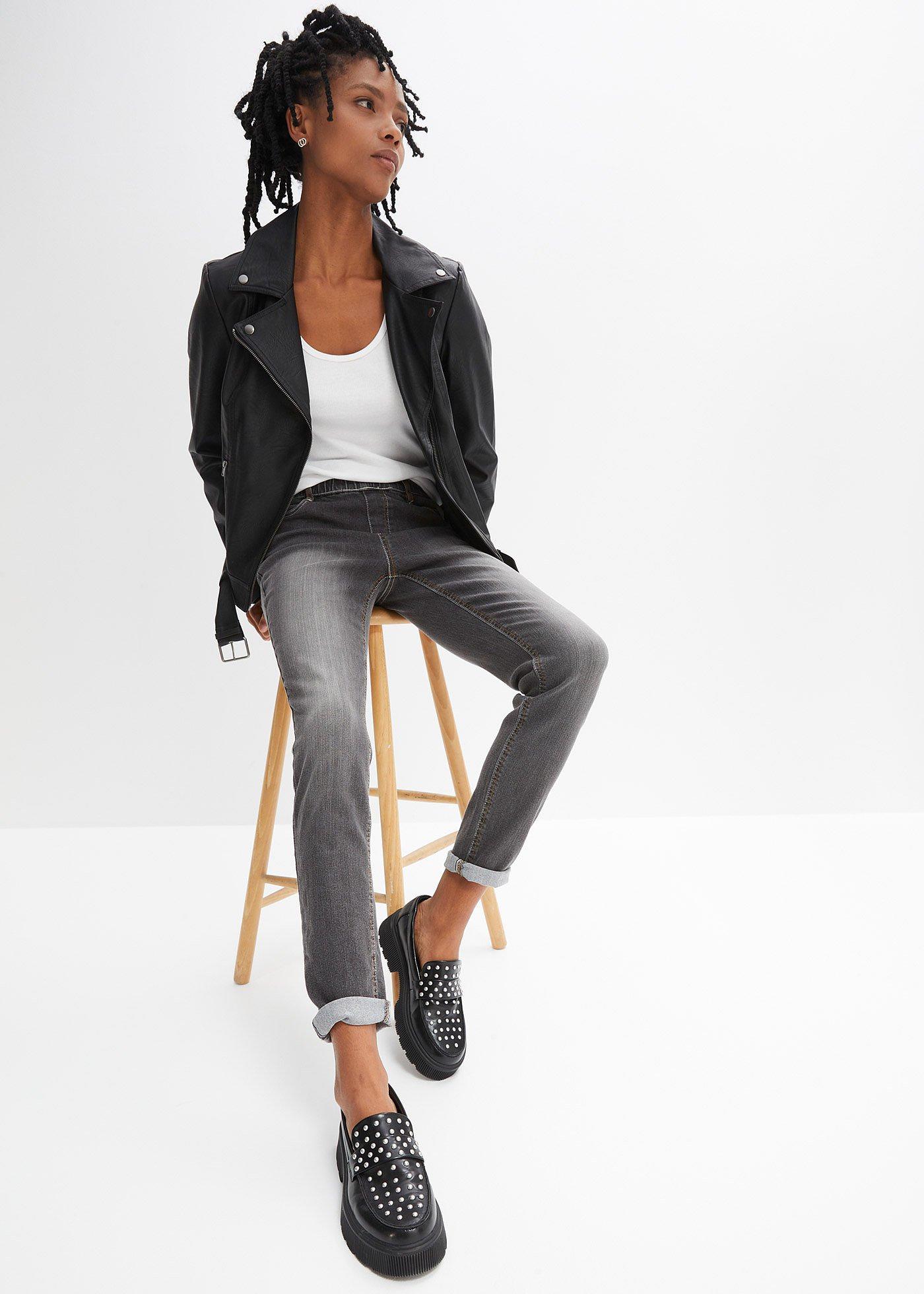 Dżinsy Skinny mid waist, z wygodnym paskiem - Bonprix