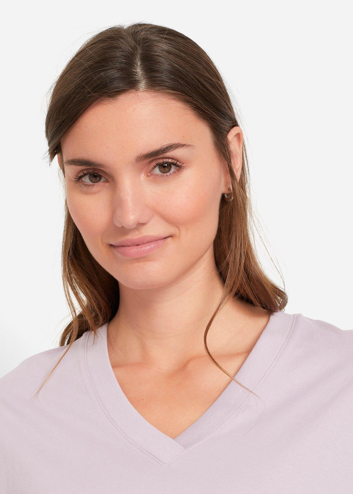 Długi i szeroki T-shirt z dekoltem w szpic (5 sztuk), krótki rękaw - Bonprix