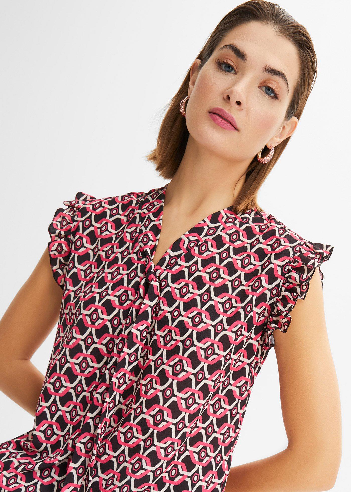 Bluzka bez rękawów, z nadrukiem - Bonprix