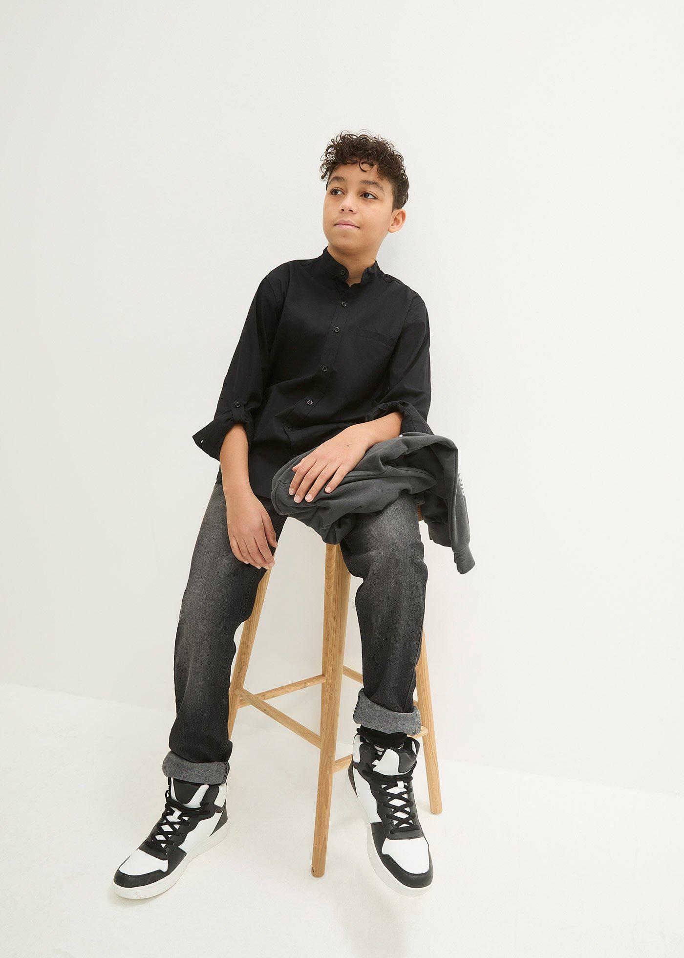 Koszula z długim wywijanym rękawem, z czystej bawełny - Bonprix