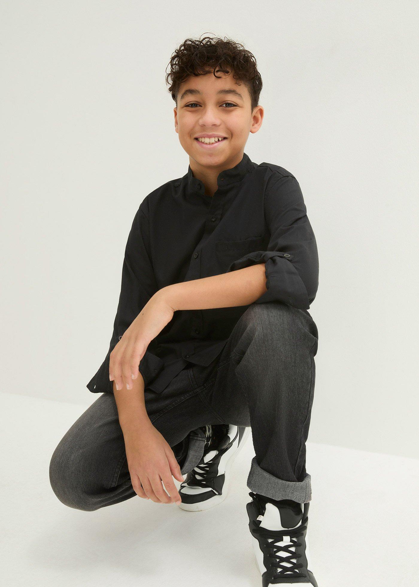 Koszula z długim wywijanym rękawem, z czystej bawełny - Bonprix