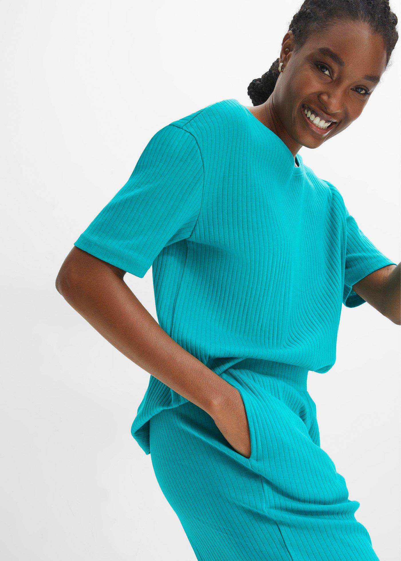 Piżama /strój domowy w prążek, ze spodniami typu culotte - Bonprix