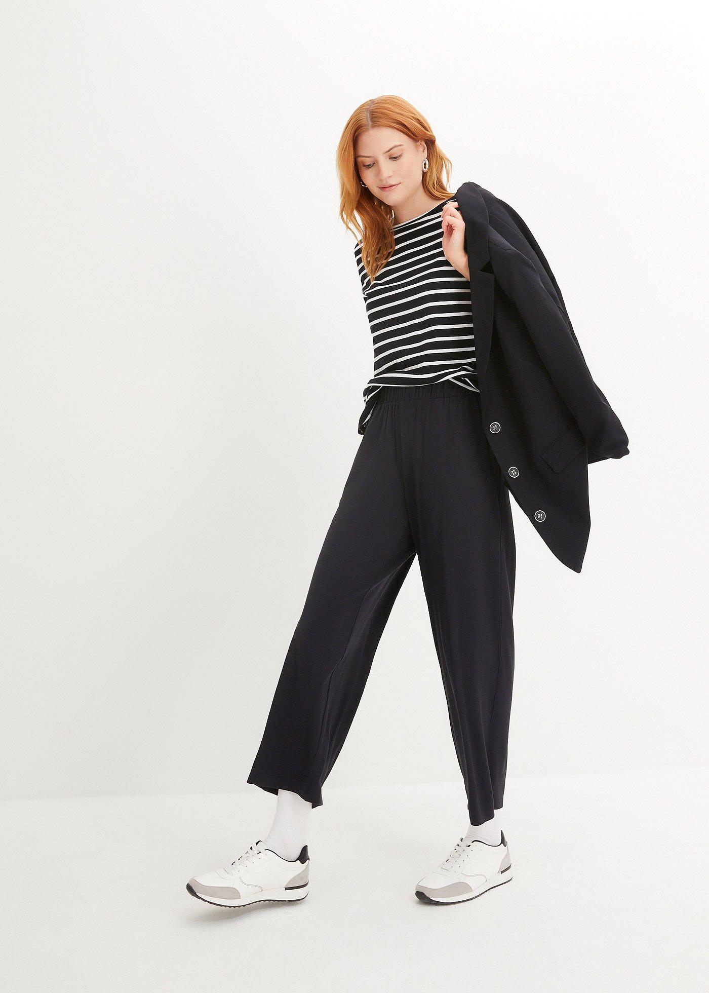 Spodnie shirtowe 7/8 high waist, 2 pary - Bonprix