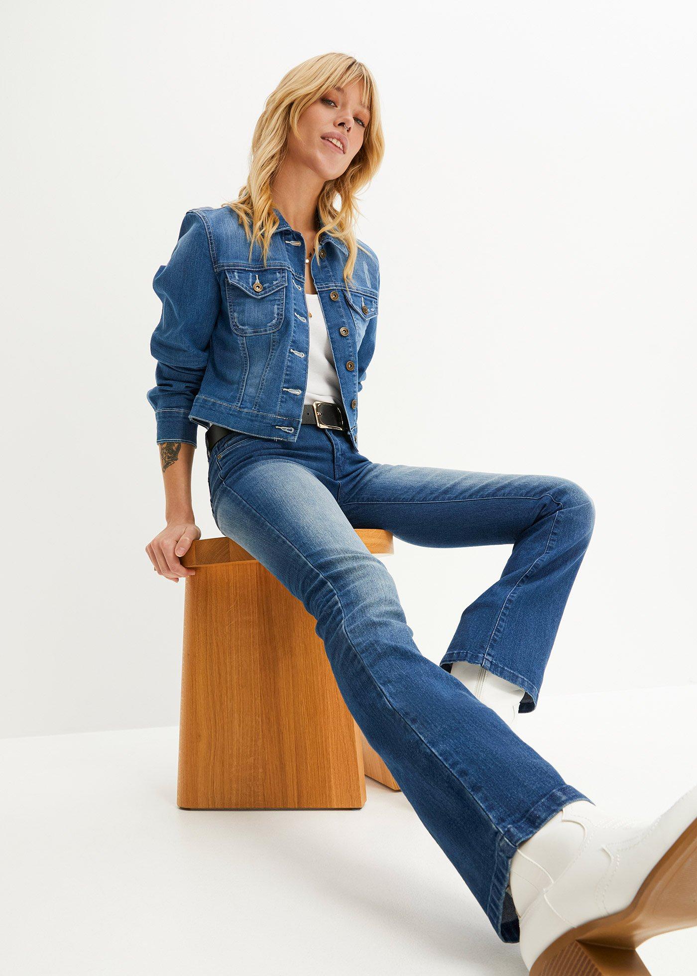 Dżinsy o kroju bootcut, mid waist, ze stretchem - Bonprix