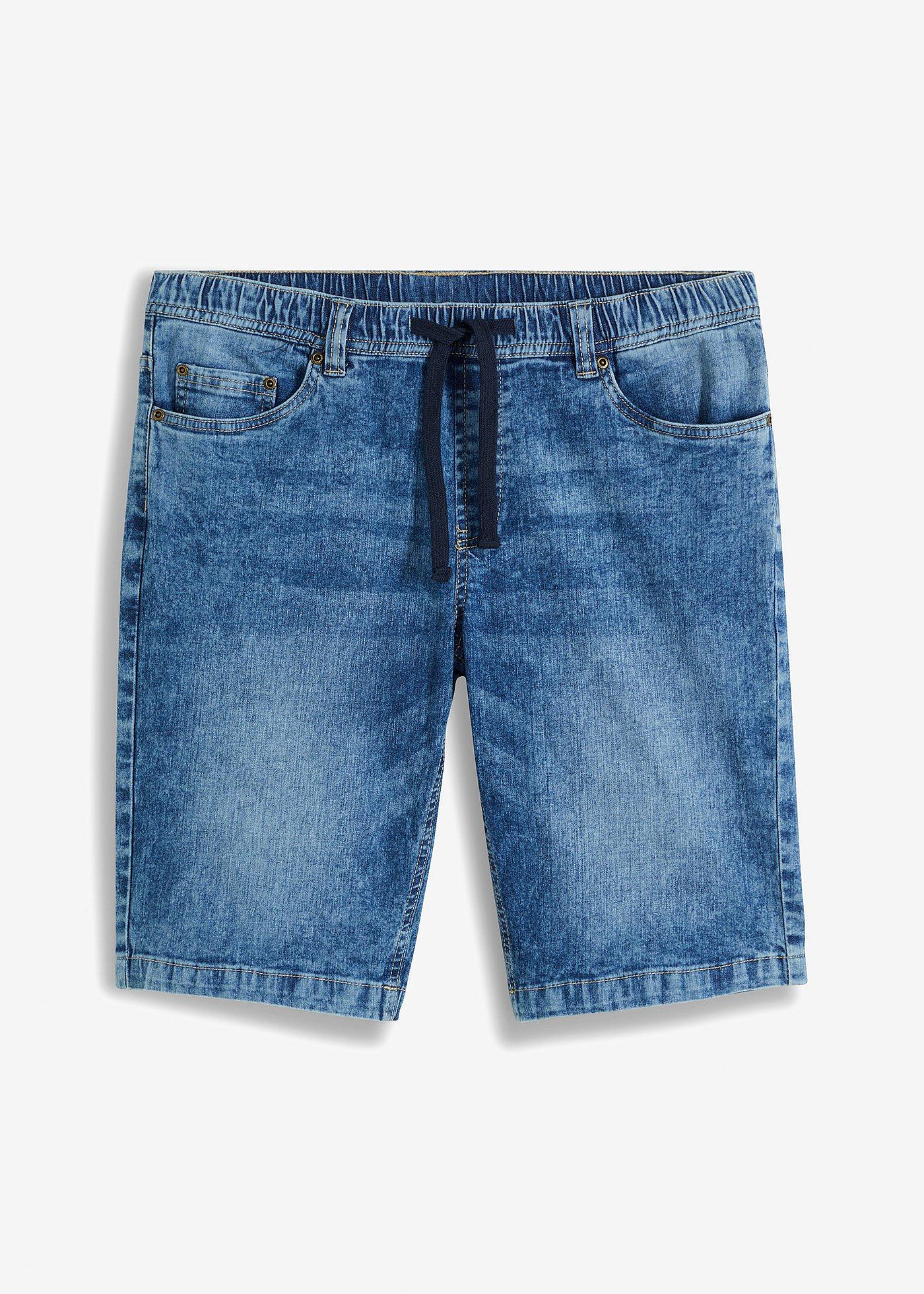 Džínsové bermudy bez zapínania, ľahké, Slim Fit