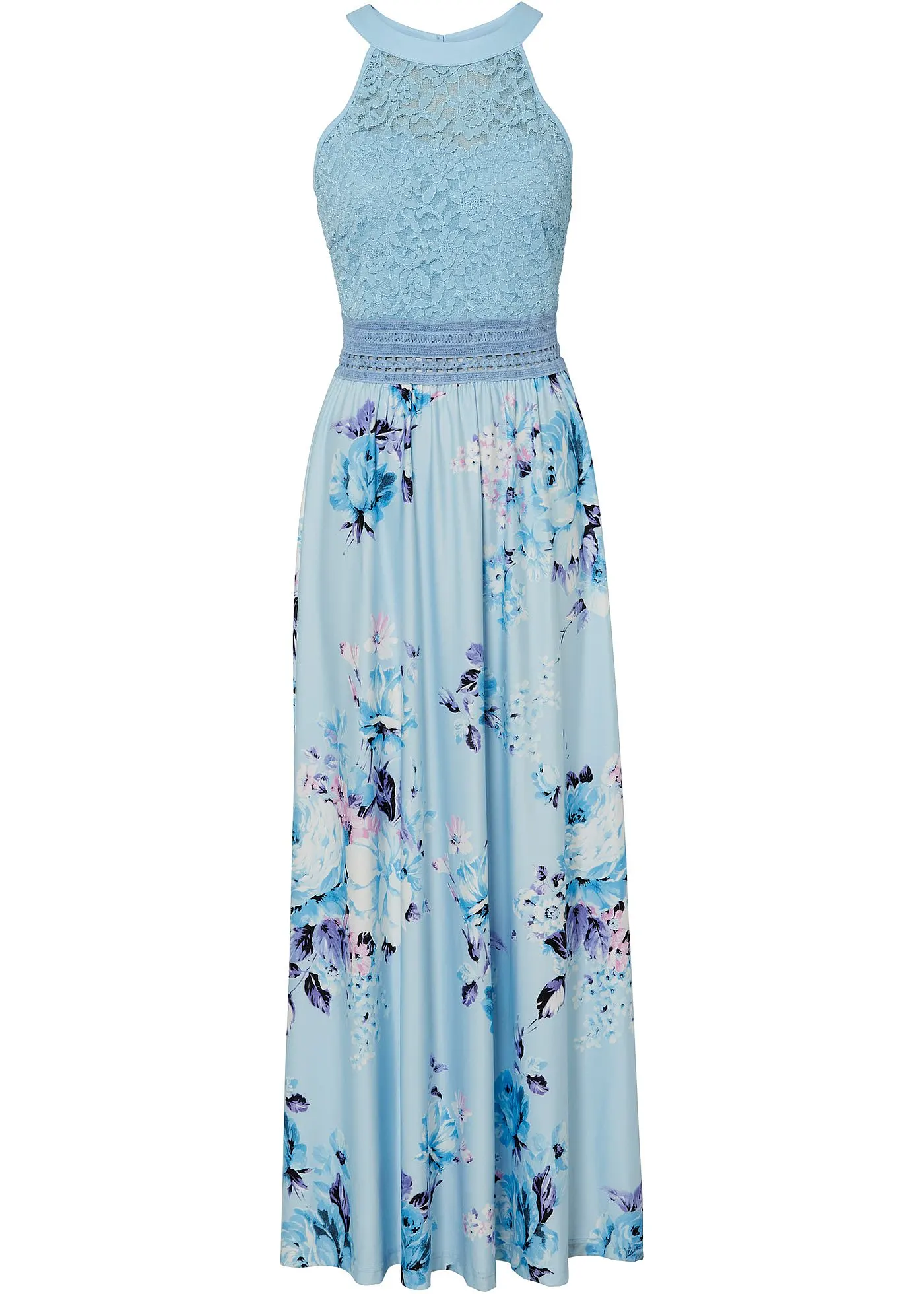 Sommer Maxikleid mit Blumen-Print und Spitze – Hauptansicht